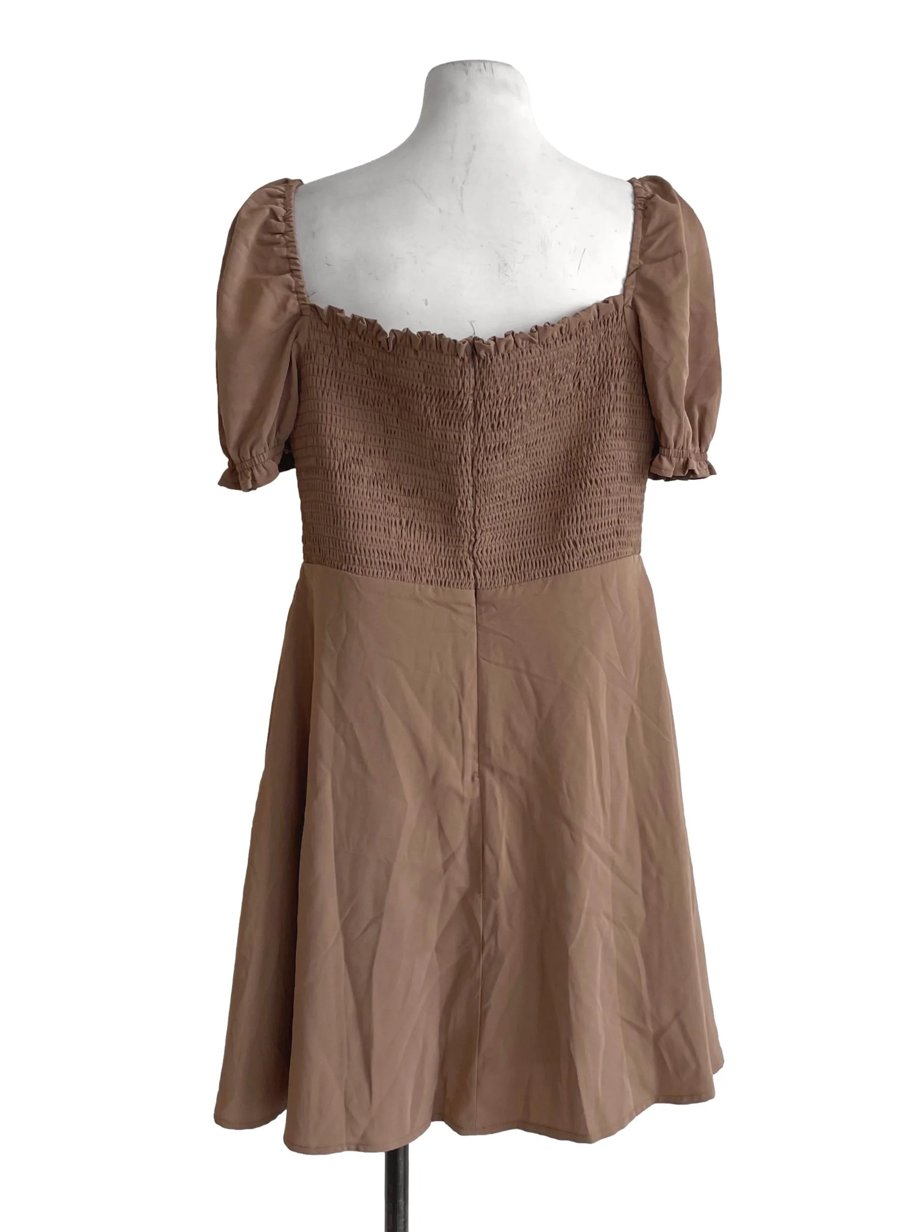 Peanut Brown Smocked Bust Rompers - Image 2