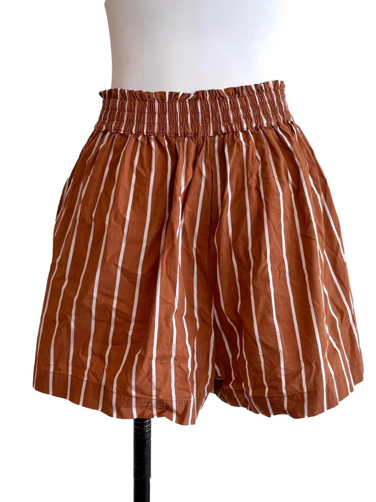 Peanut Brown Stripes Shorts - Image 2