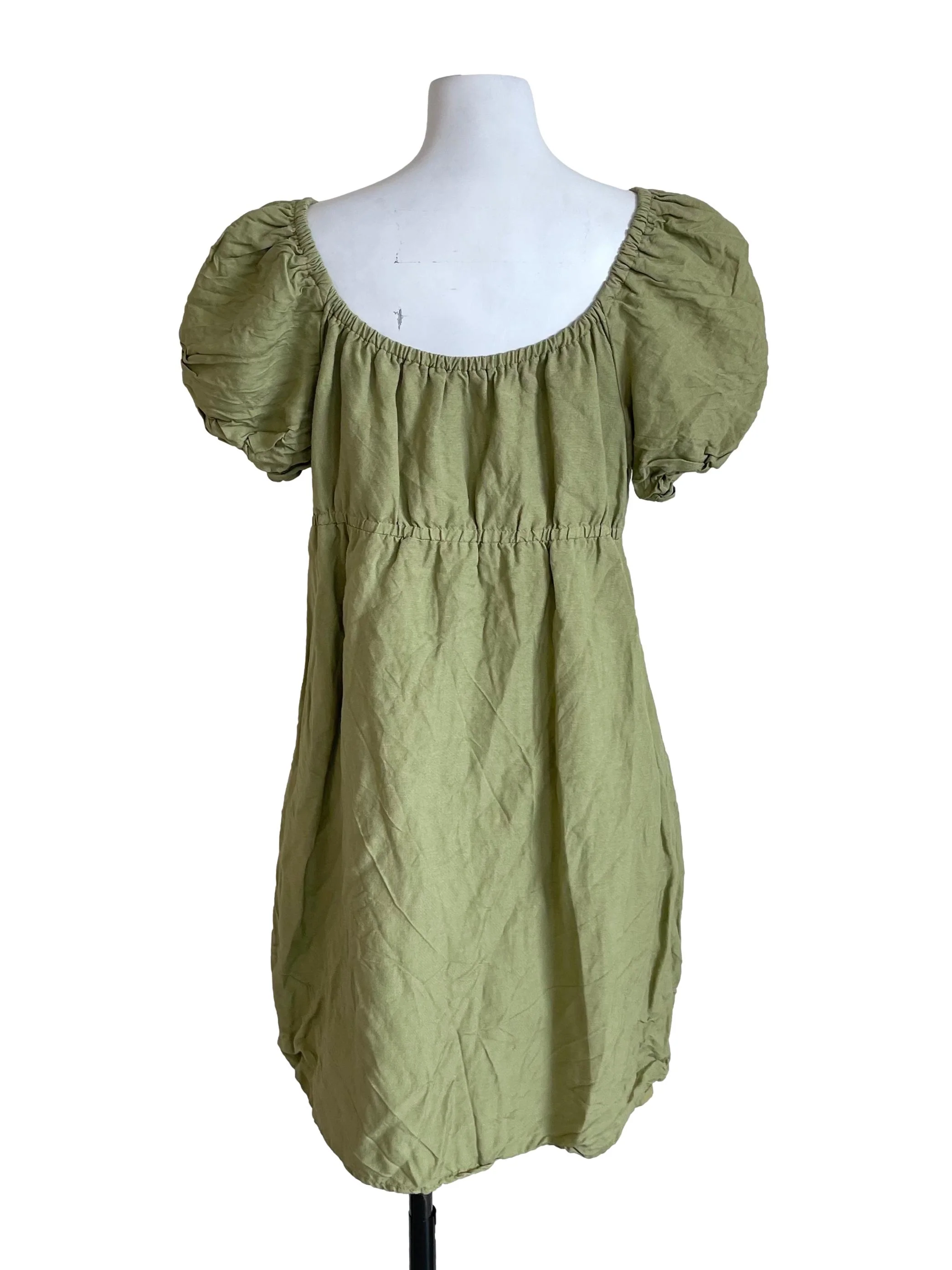 Pear Green Puff Sleeves Dress - Image 2
