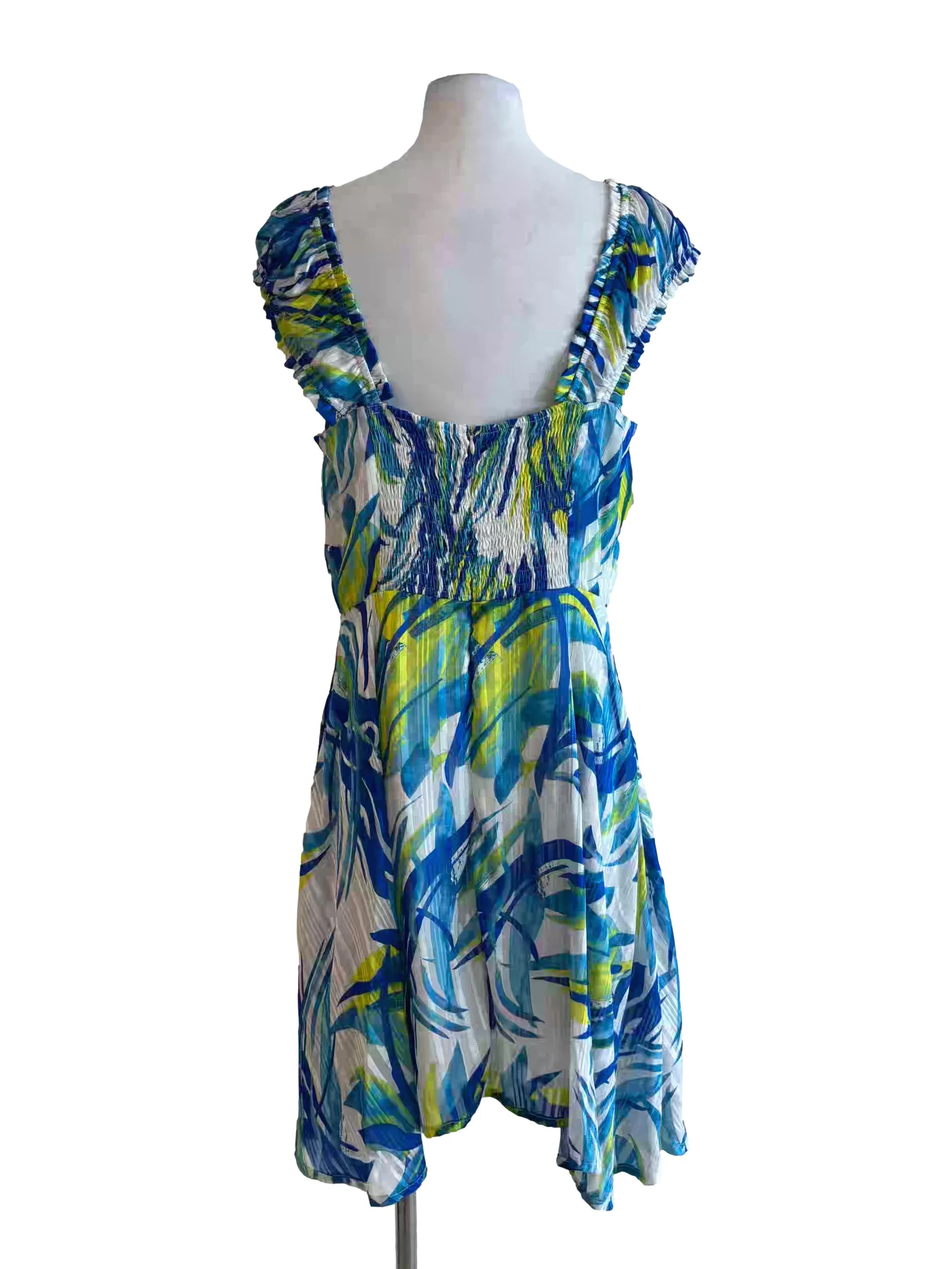Pearl White Blue Green Patterned Dress - Image 2