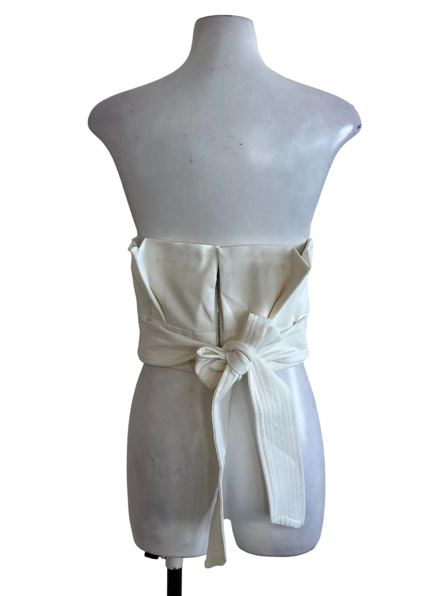 Pearl White Box Pleated Back Tie Tube Top - Image 2
