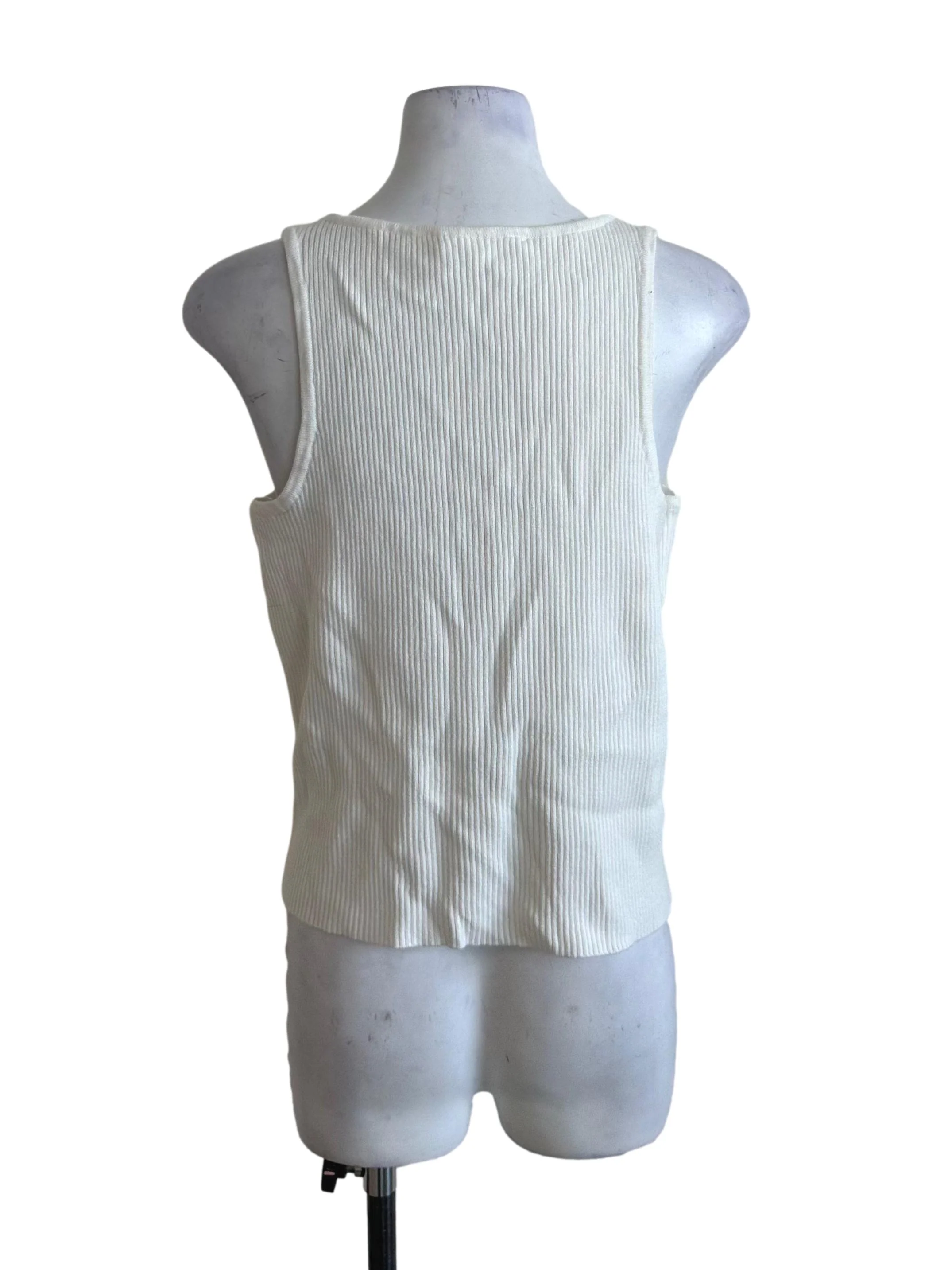 Pearl White Knit Round Neck Top - Image 2