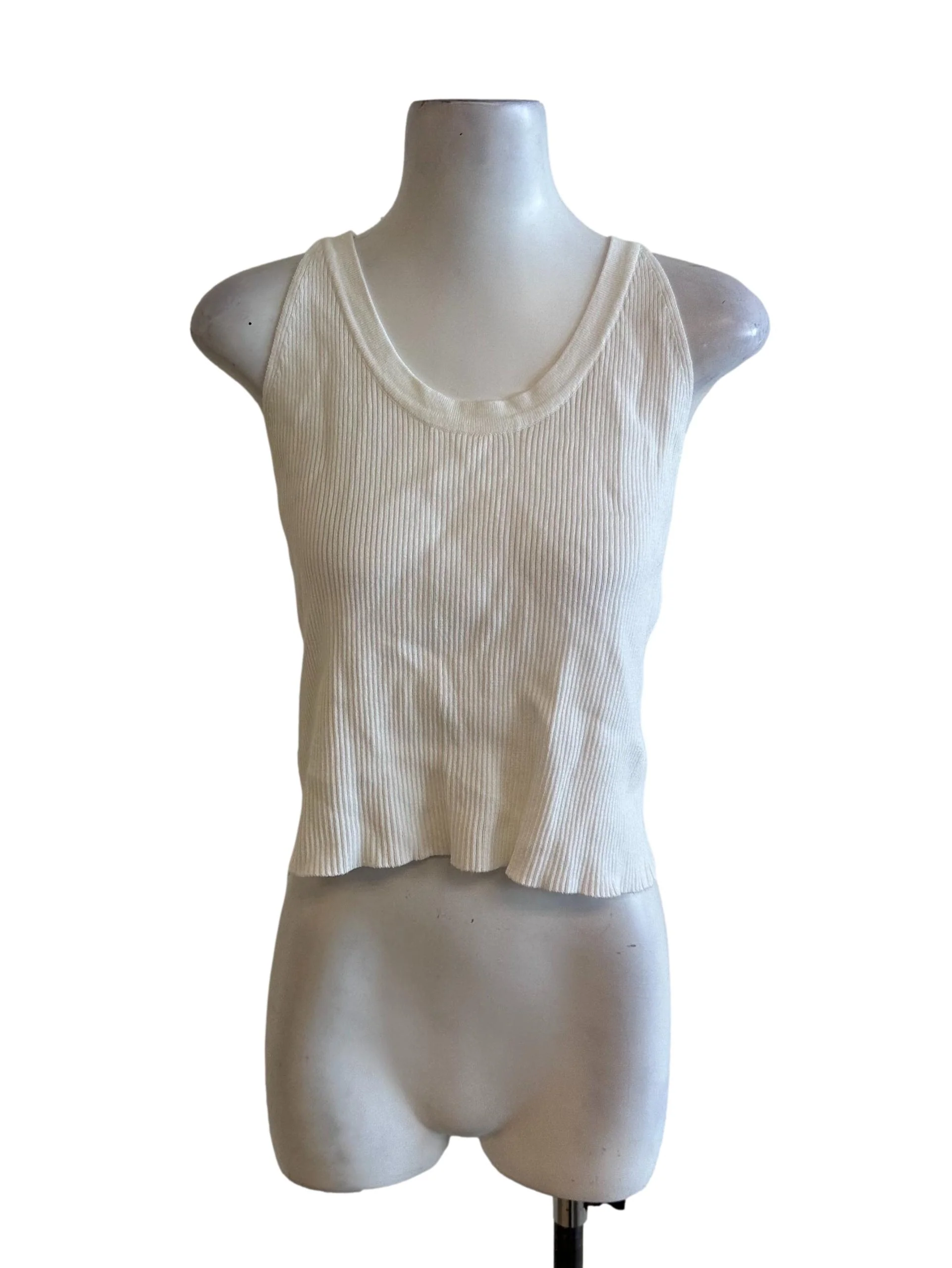 Pearl White Knit Scoop Neckline Top