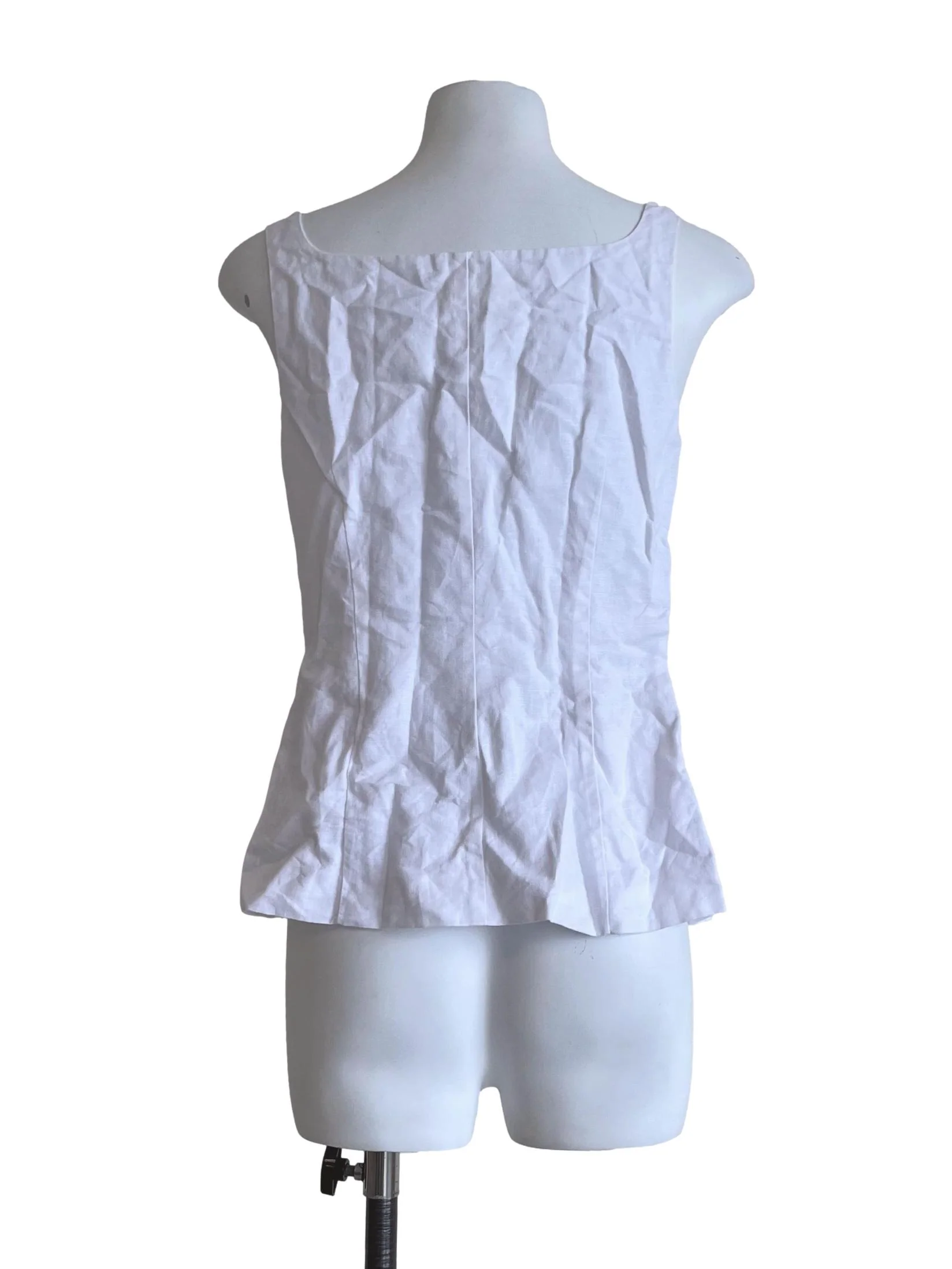 Pearl White Linen Button-Down Vest OSN - Image 2