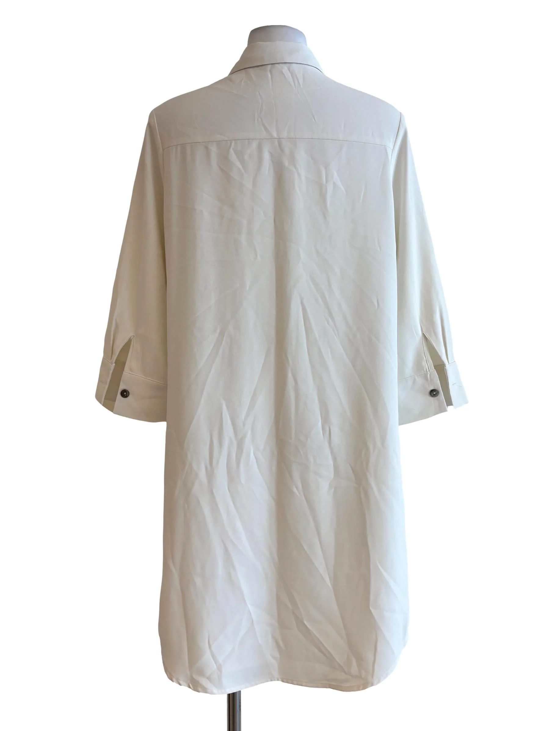 Pearl White Long Sleeve Buttoned Shirt Dress LB - Image 2