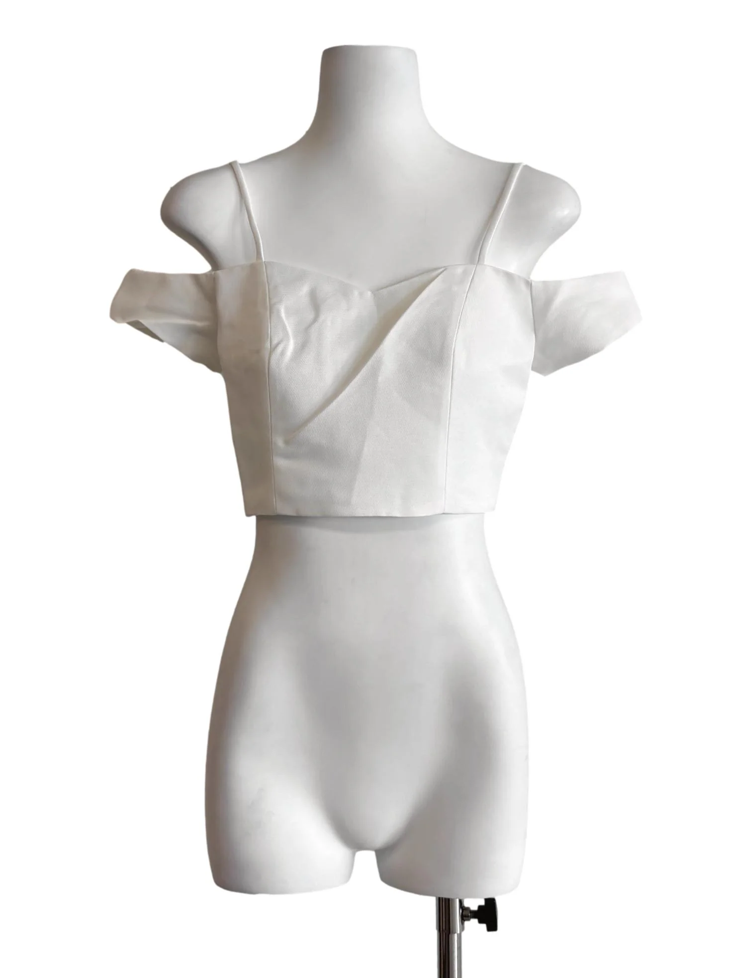 Pearl White Off Shoulder Camisole Crop Top LB