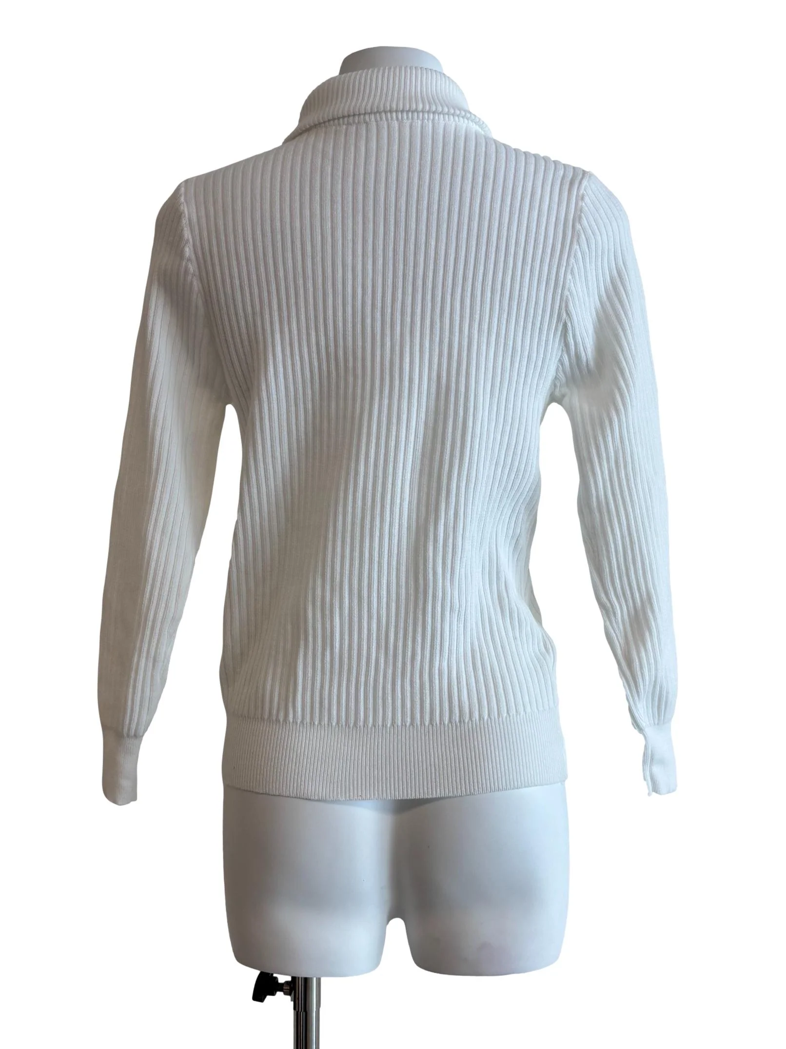 Pearl White Ribbed Turtleneck Sweater - Image 2
