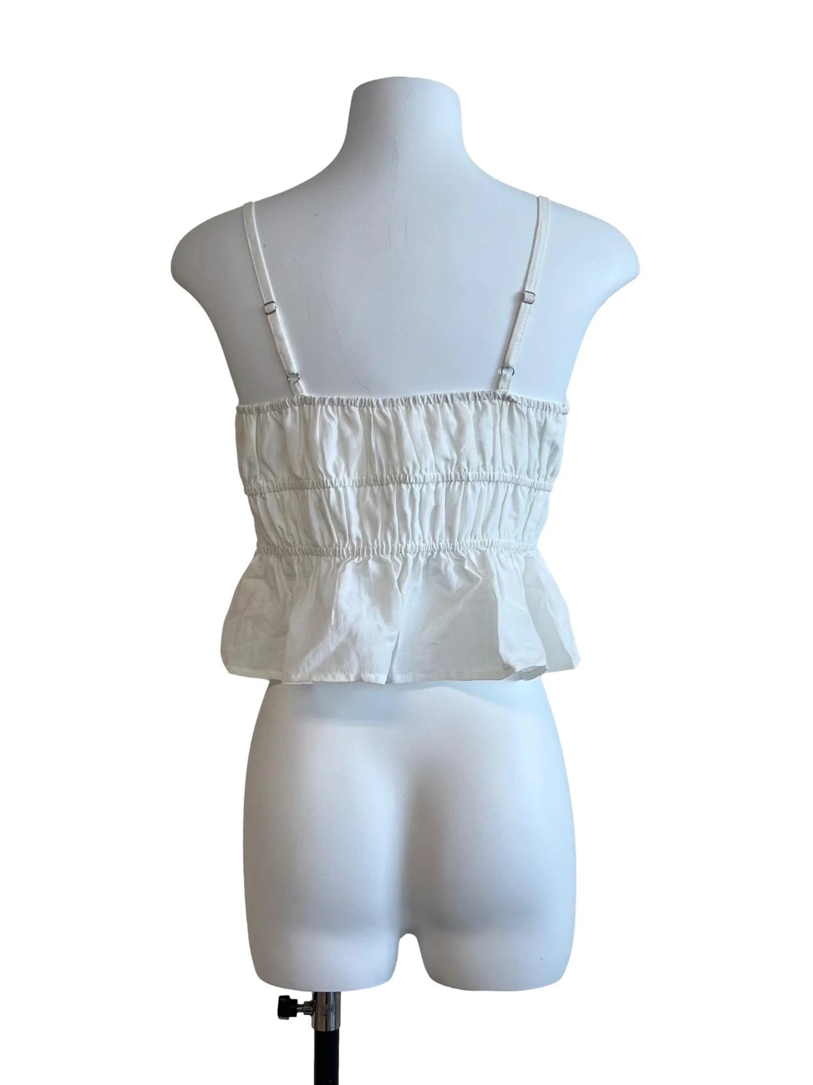 Pearl White Ruffled Crop Top - Image 2