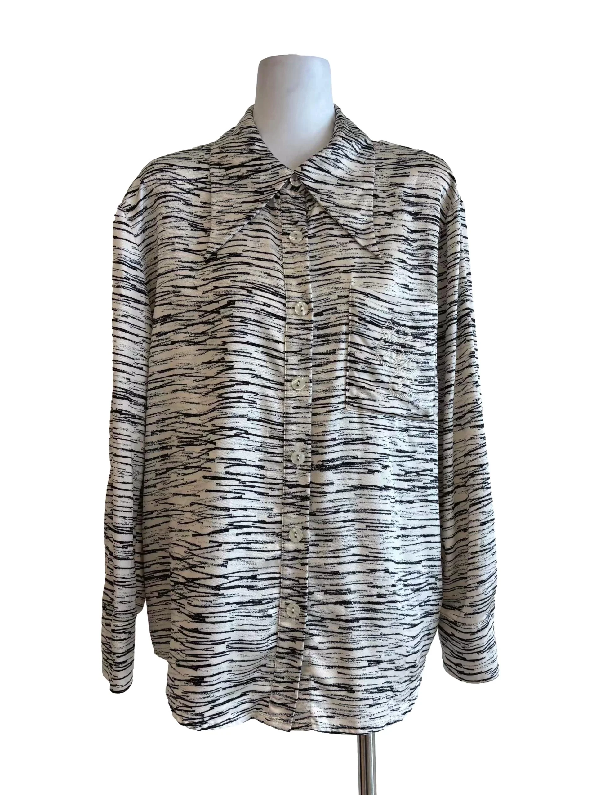 Pearl White Sketch Print Buttoned Shirt