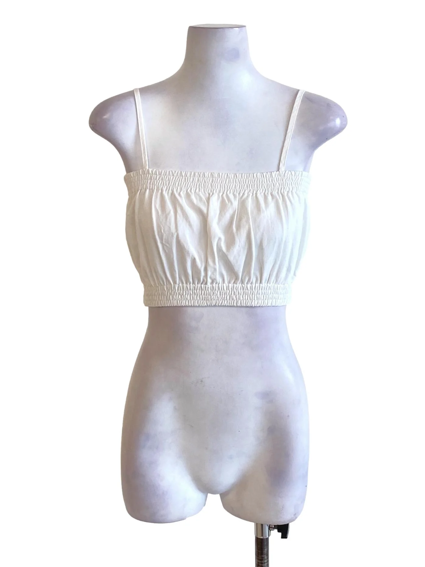 Pearl White Spaghetti Strap Waisted Cropped Top TTR