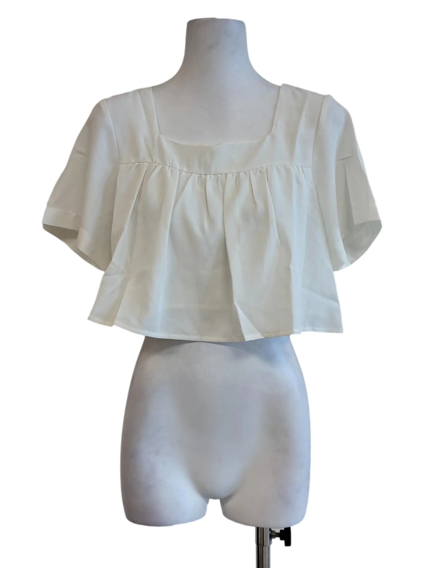 Pearl White Square Neck Flare Blouse