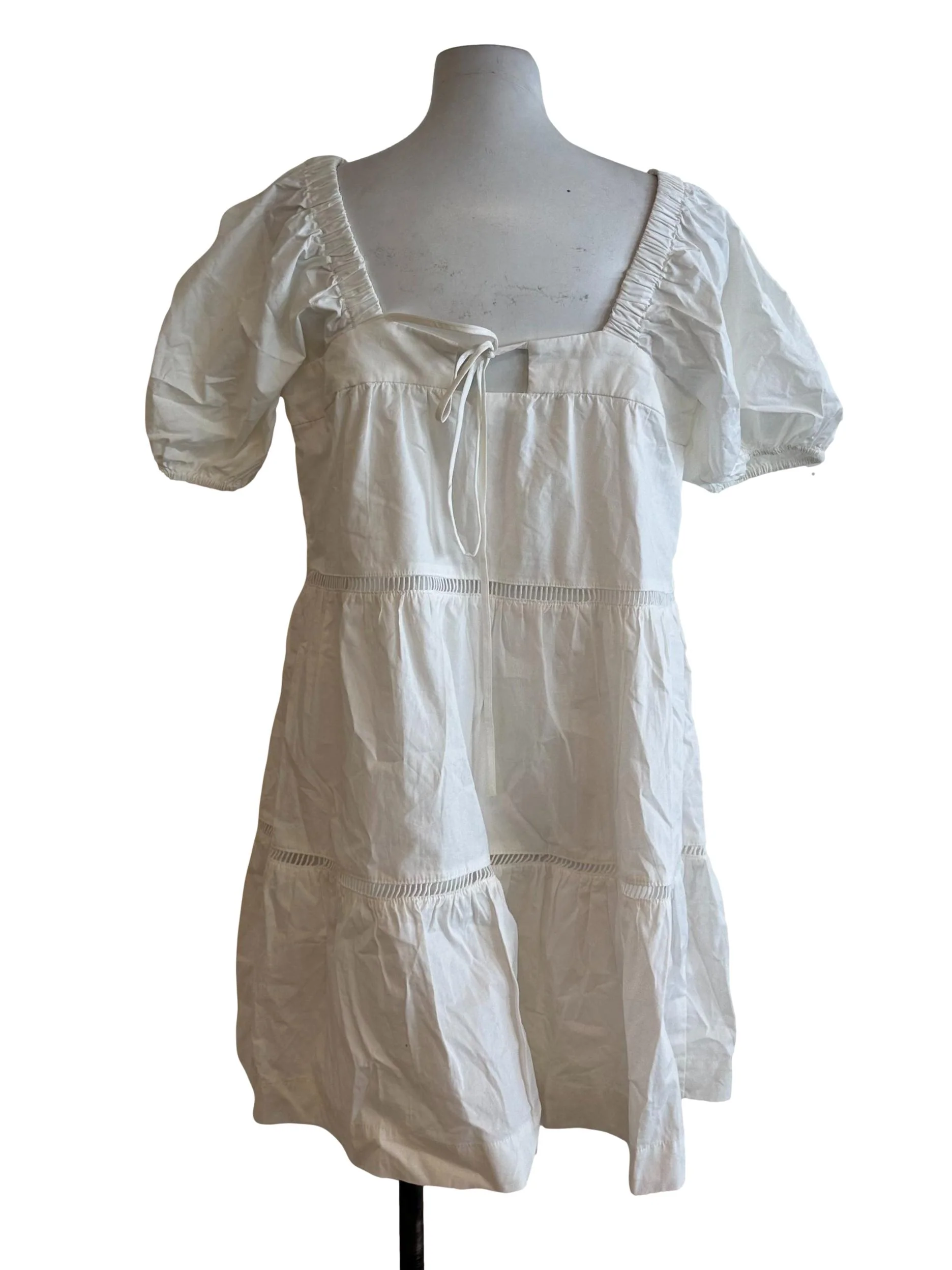Pearl White Square Neck Tiered Dress - Image 2