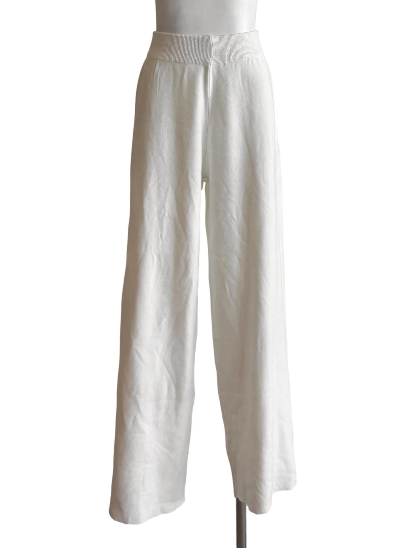 Pearl White Straight Knit Pants