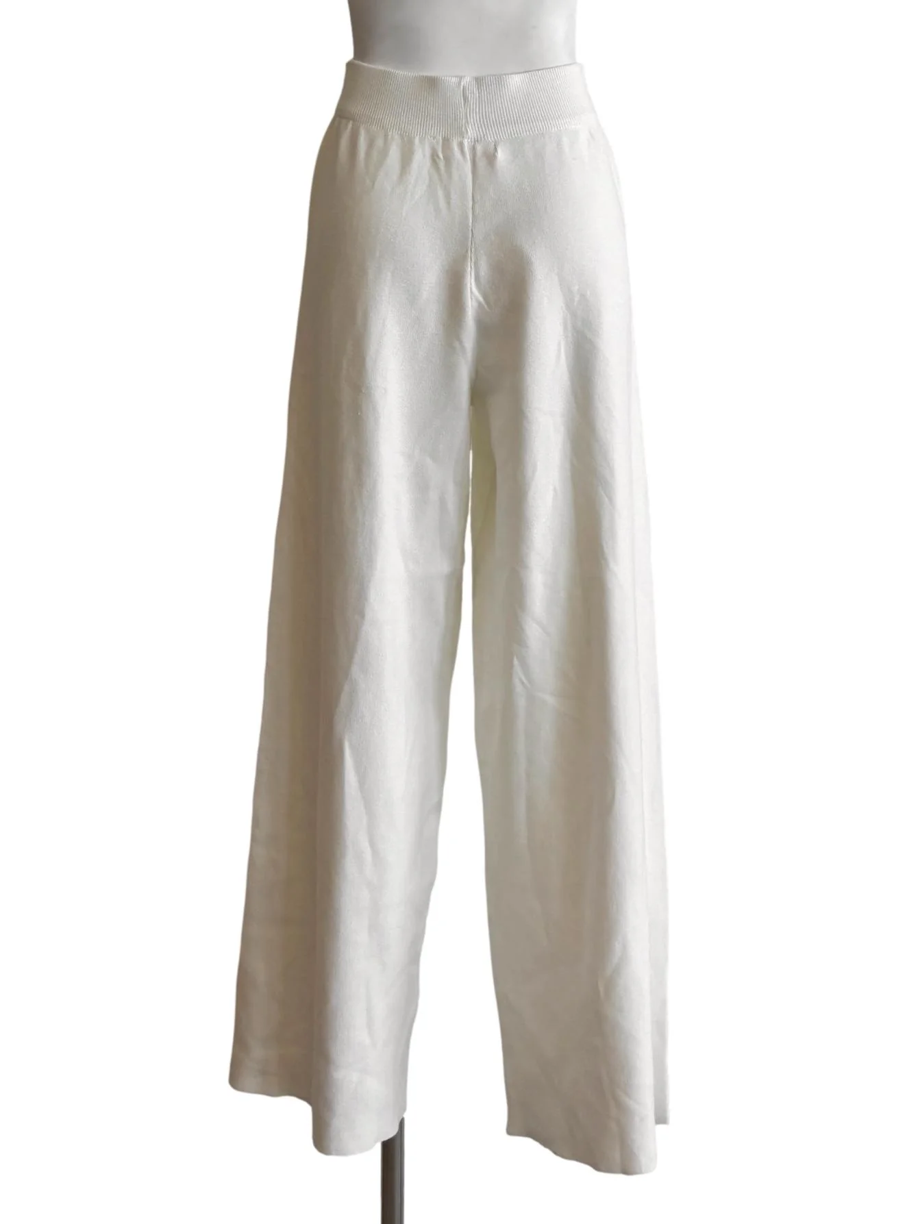 Pearl White Straight Knit Pants - Image 2