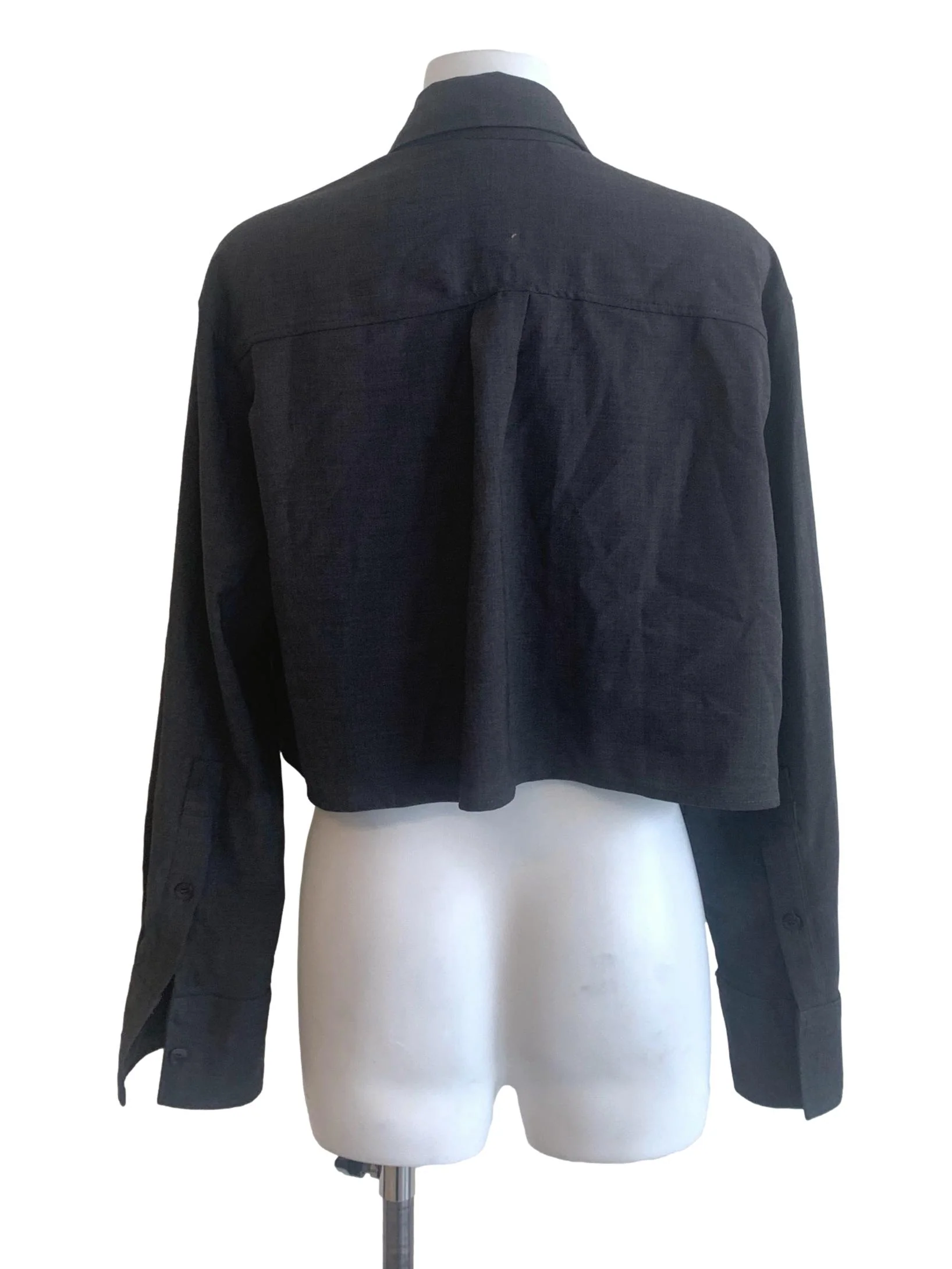 Pebble Grey Collared Crop Top - Image 2