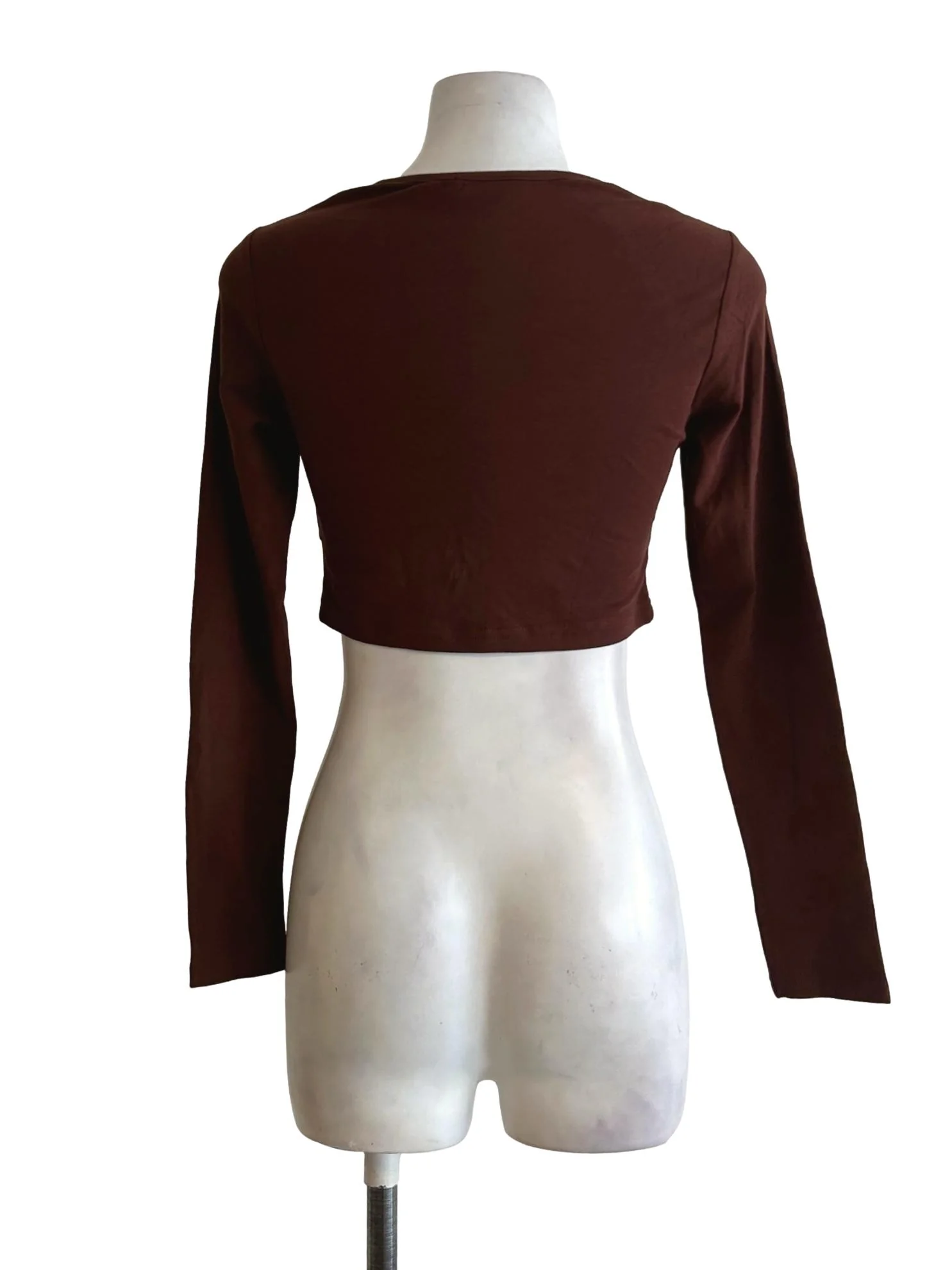 Pecan Brown Fitted Crop Top - Image 2