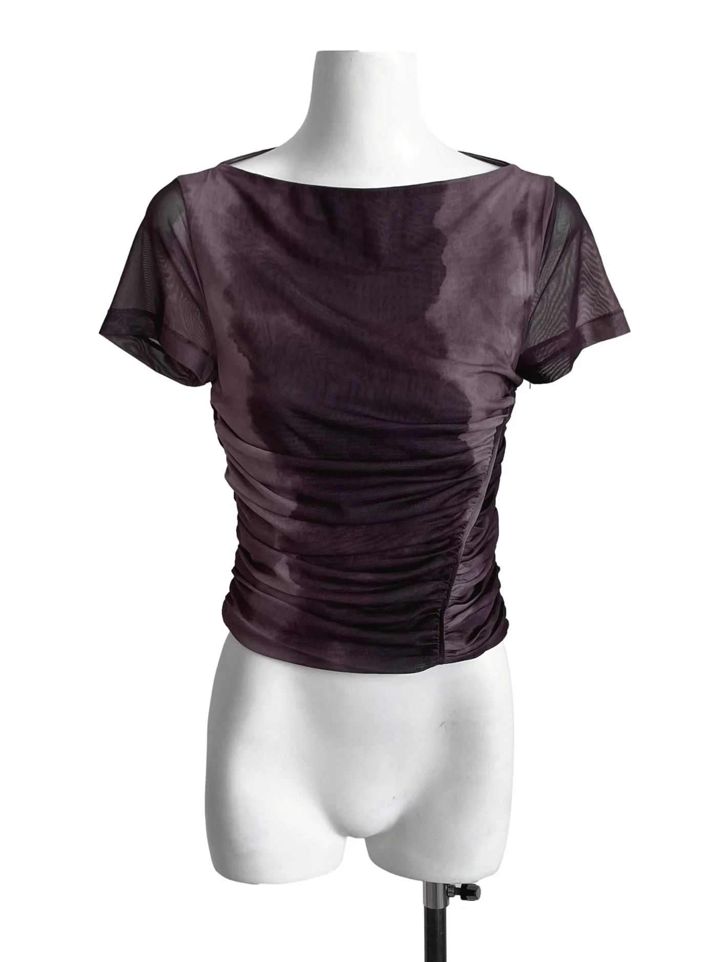 Penny Brown Abstract Mesh Top
