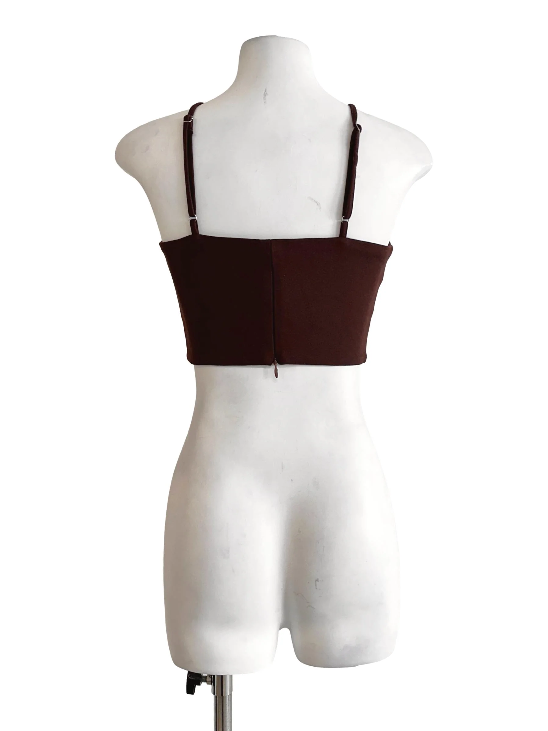 Penny Brown Padded Halter Strap Crop Top - Image 2