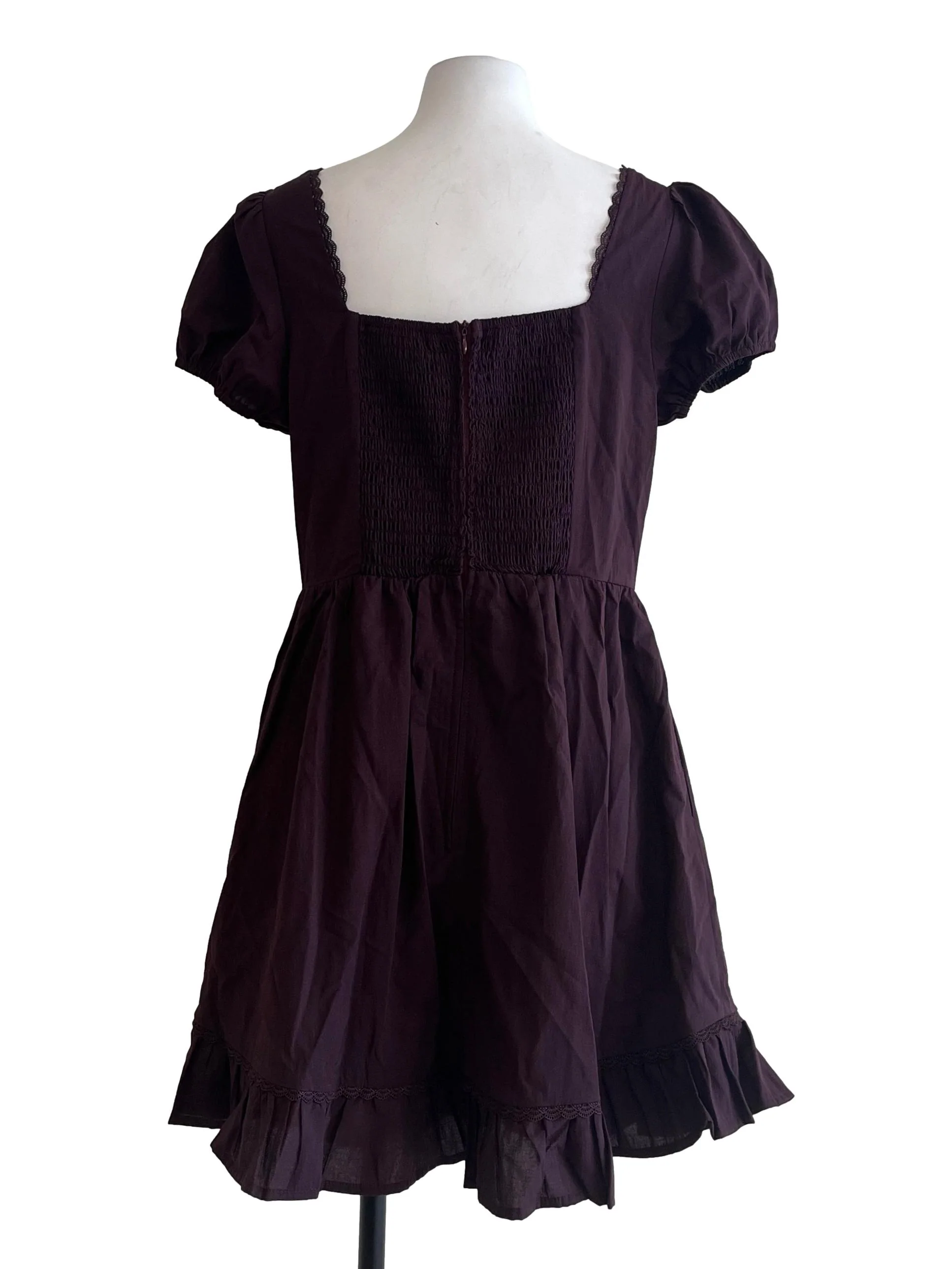 Penny Brown Square Puff Sleeve Dress - Image 2