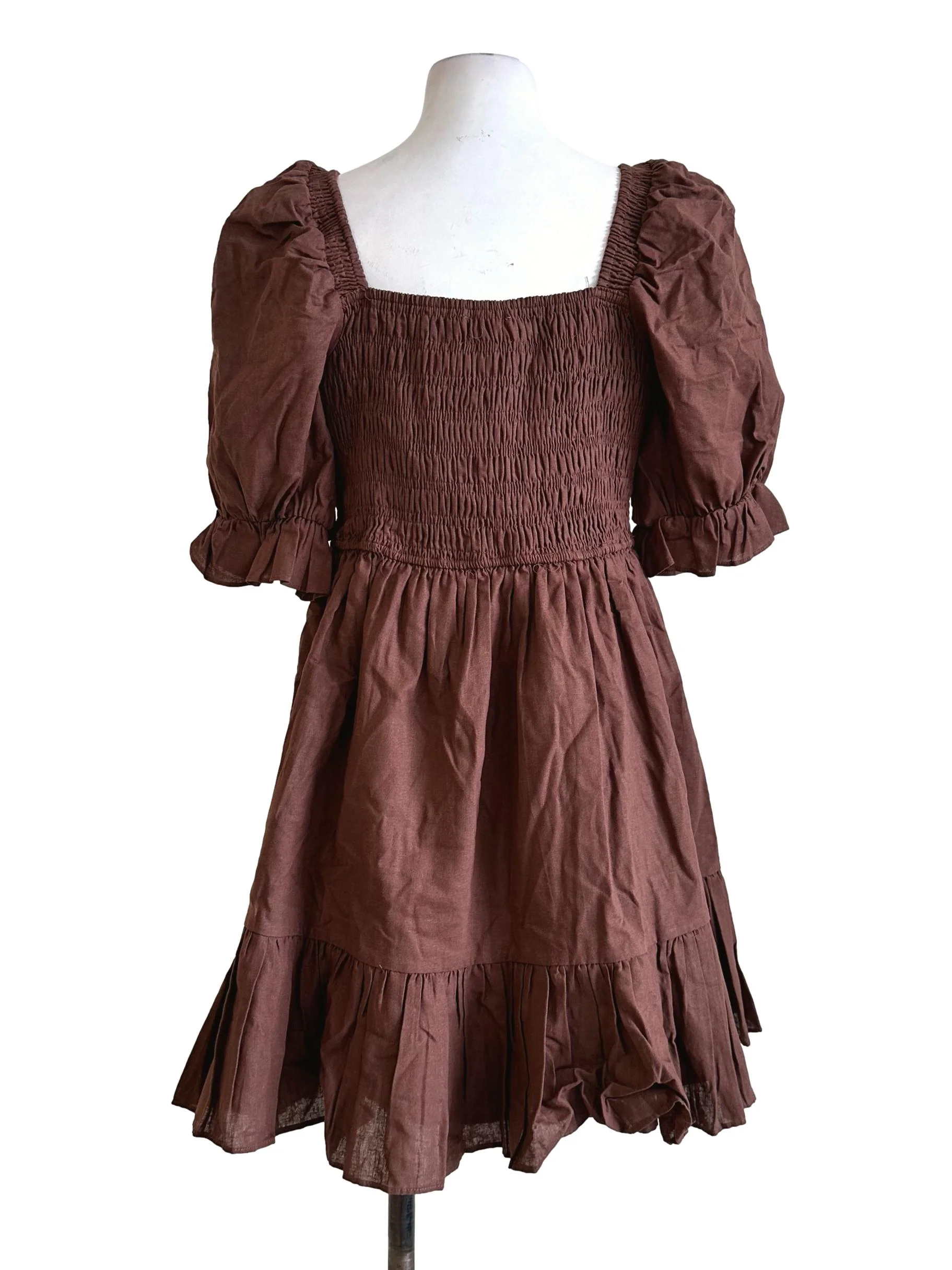 Penny Brown Textured Romper Dress - Image 2