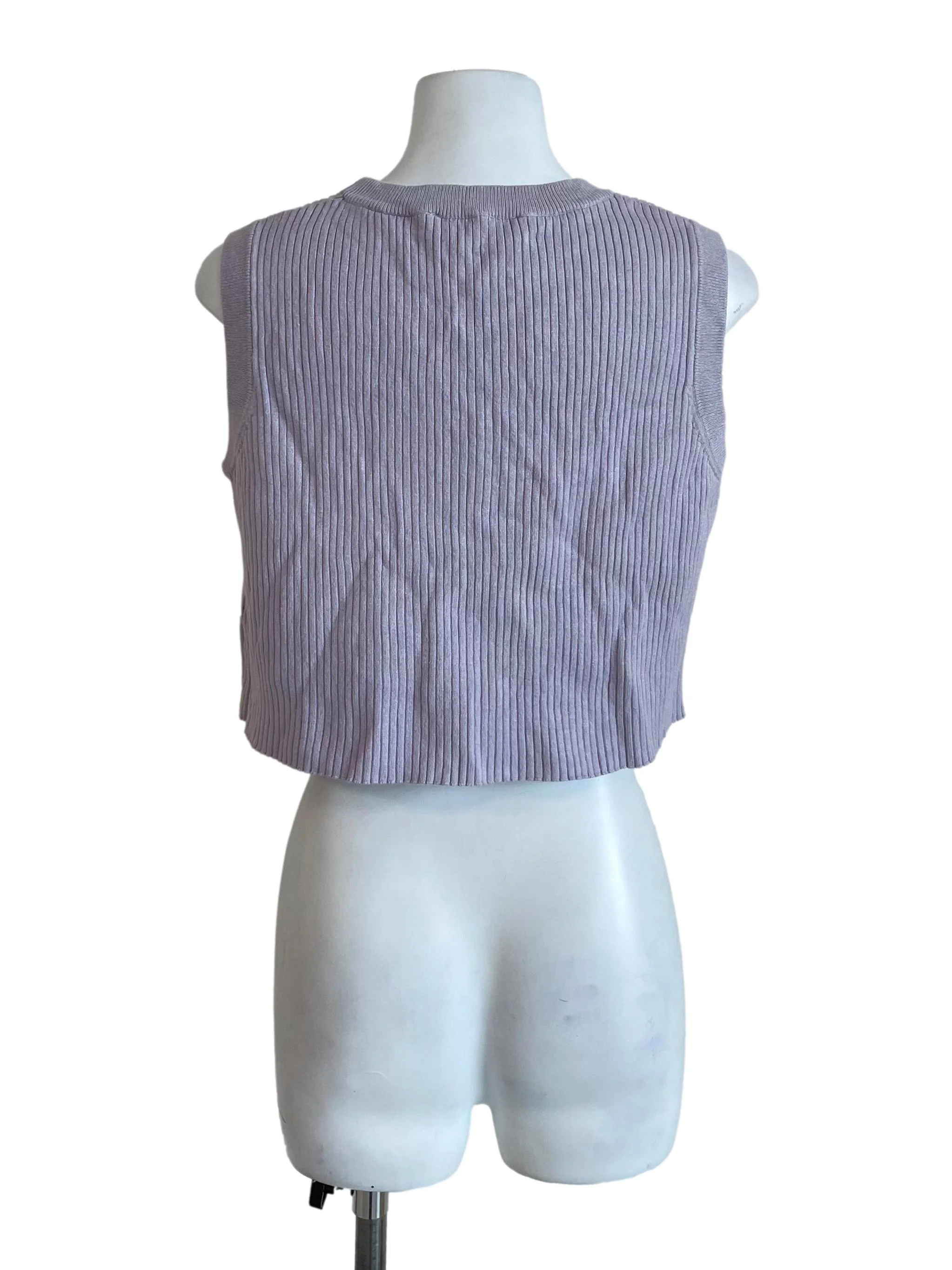 Periwinkle Purple Ribbed Knit Crop Top - Image 2