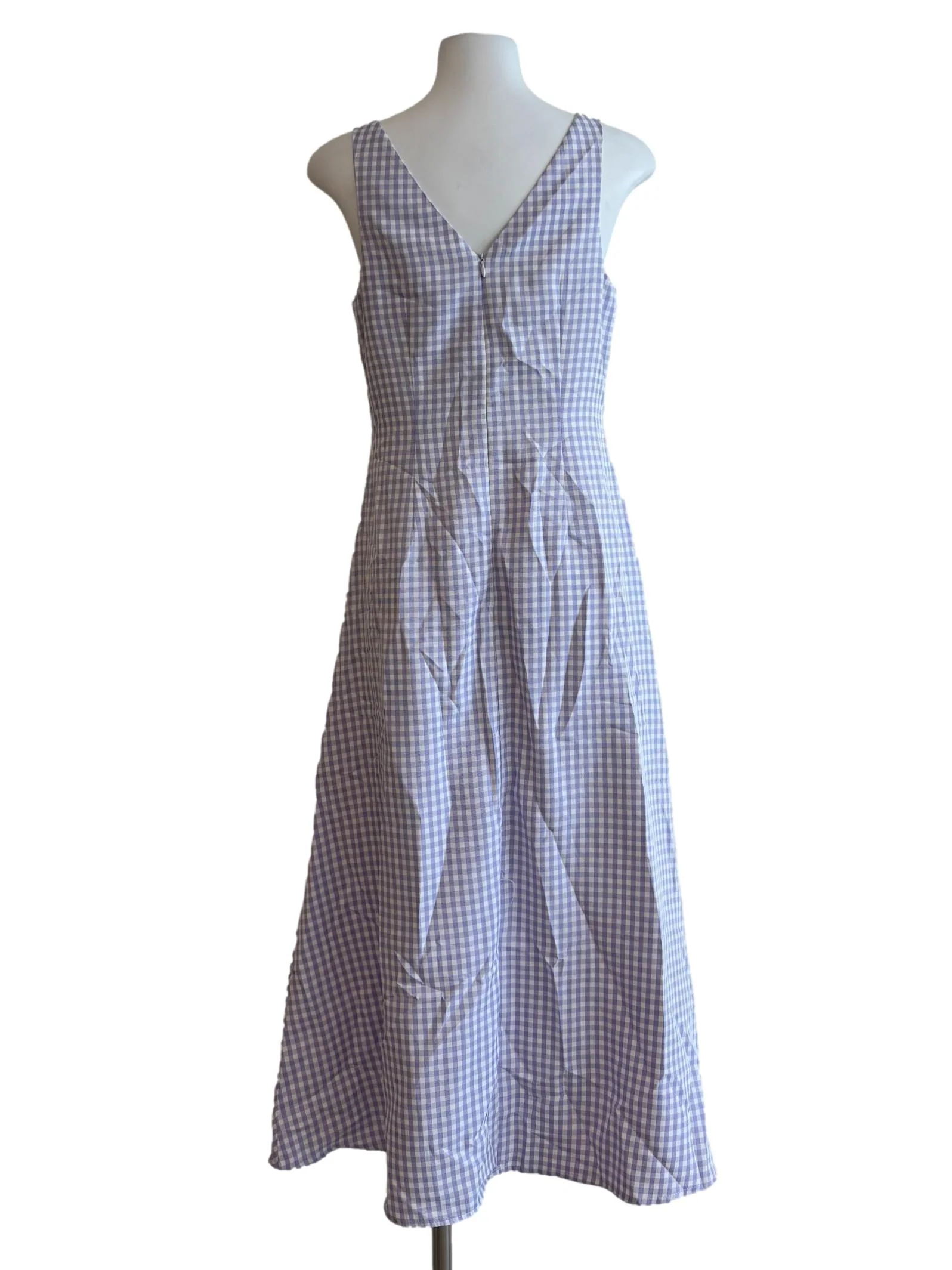 Periwinkle V-Neck Gingham Dress - Image 2