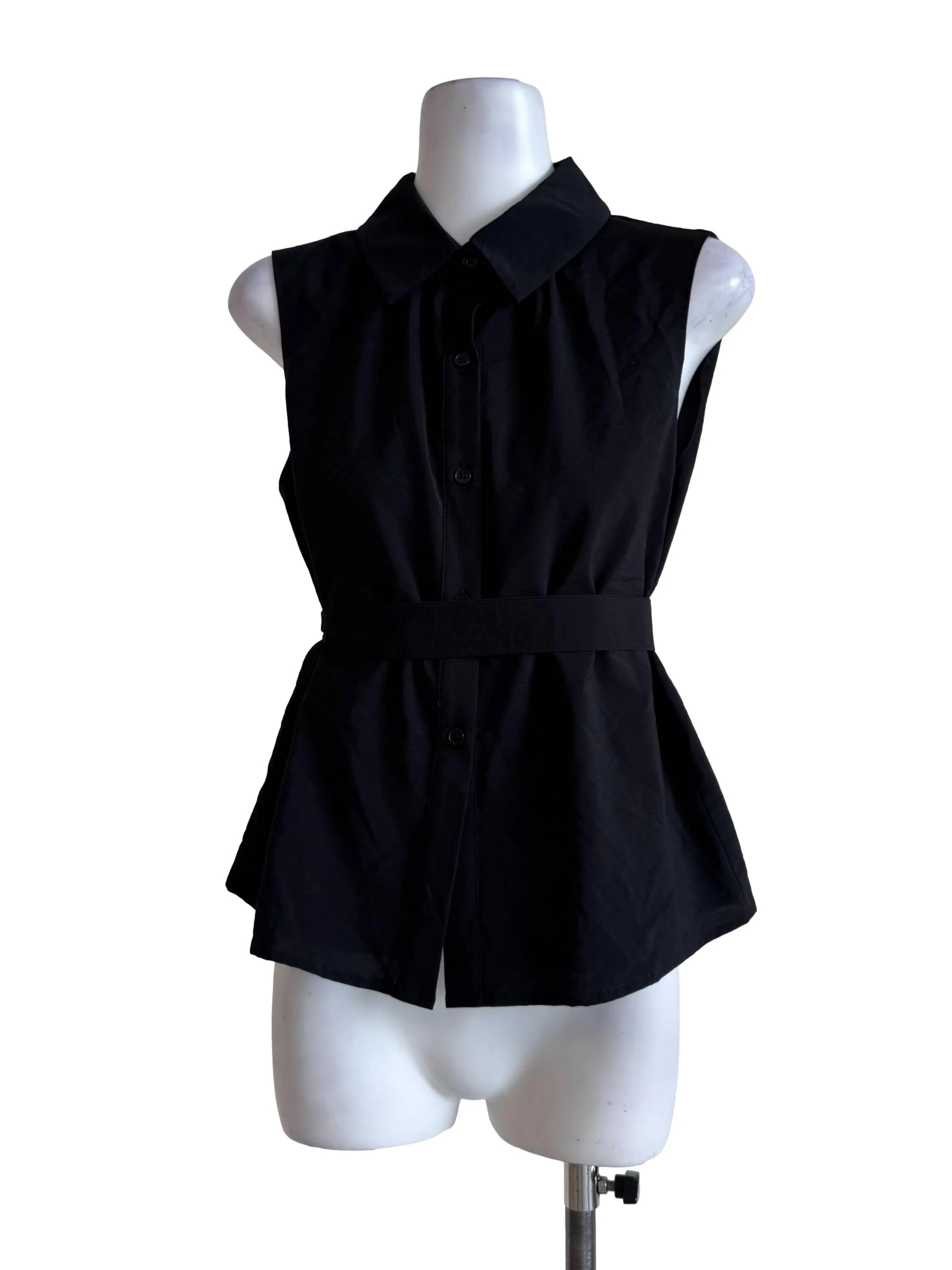 Pewter Black Front Button Top