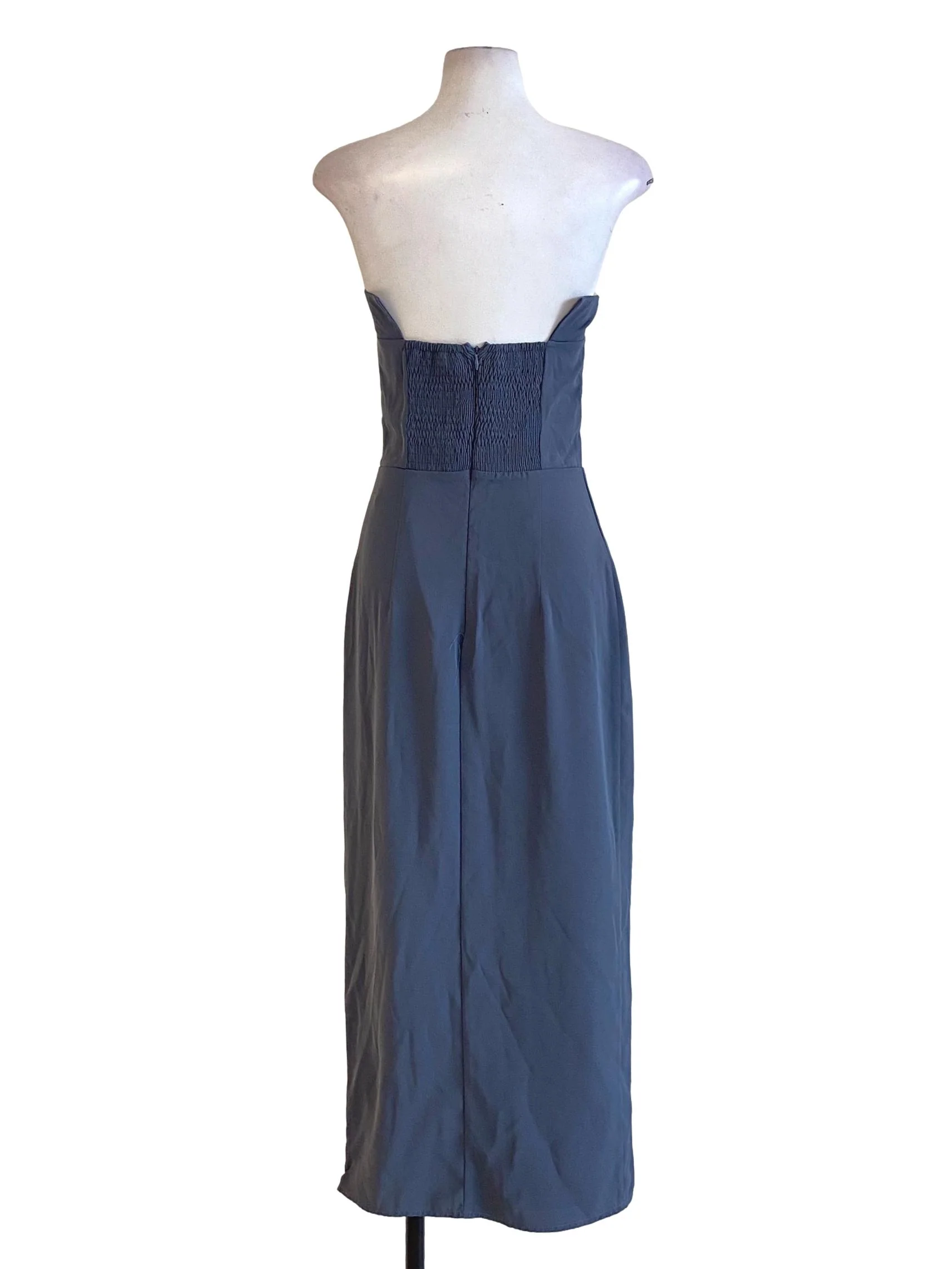 Pewter Grey Zipped Strapless A-Line Dress TTR - Image 2