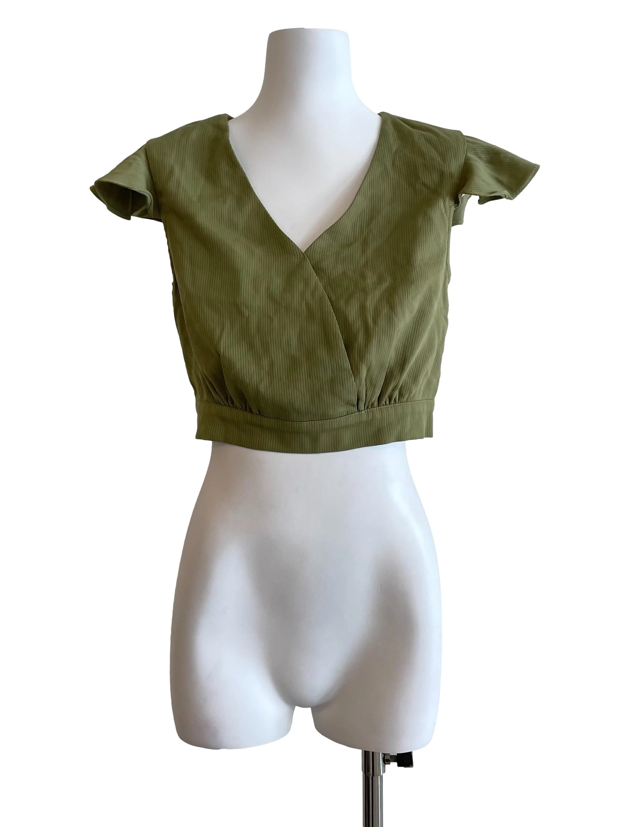 Pickle V Neck Sweetheart Crop Top