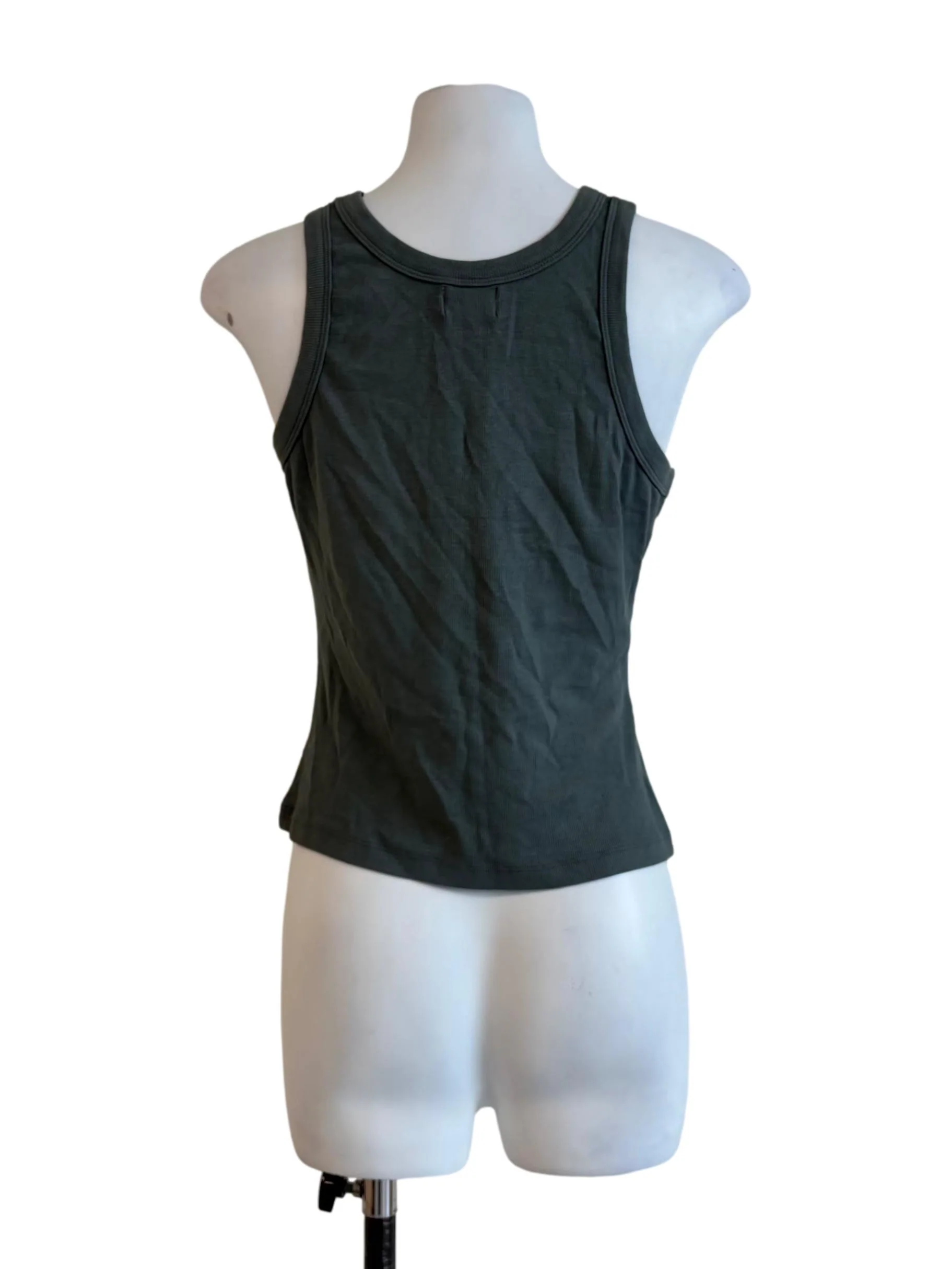Pine Green Ribbed Tank Top - Image 2