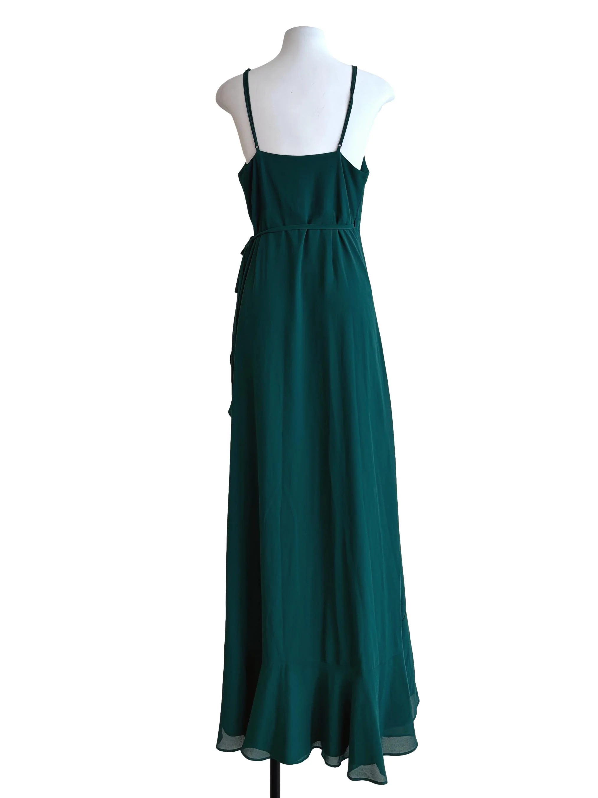 Pine Green Ruffle Maxi Wrap Dress - Image 2