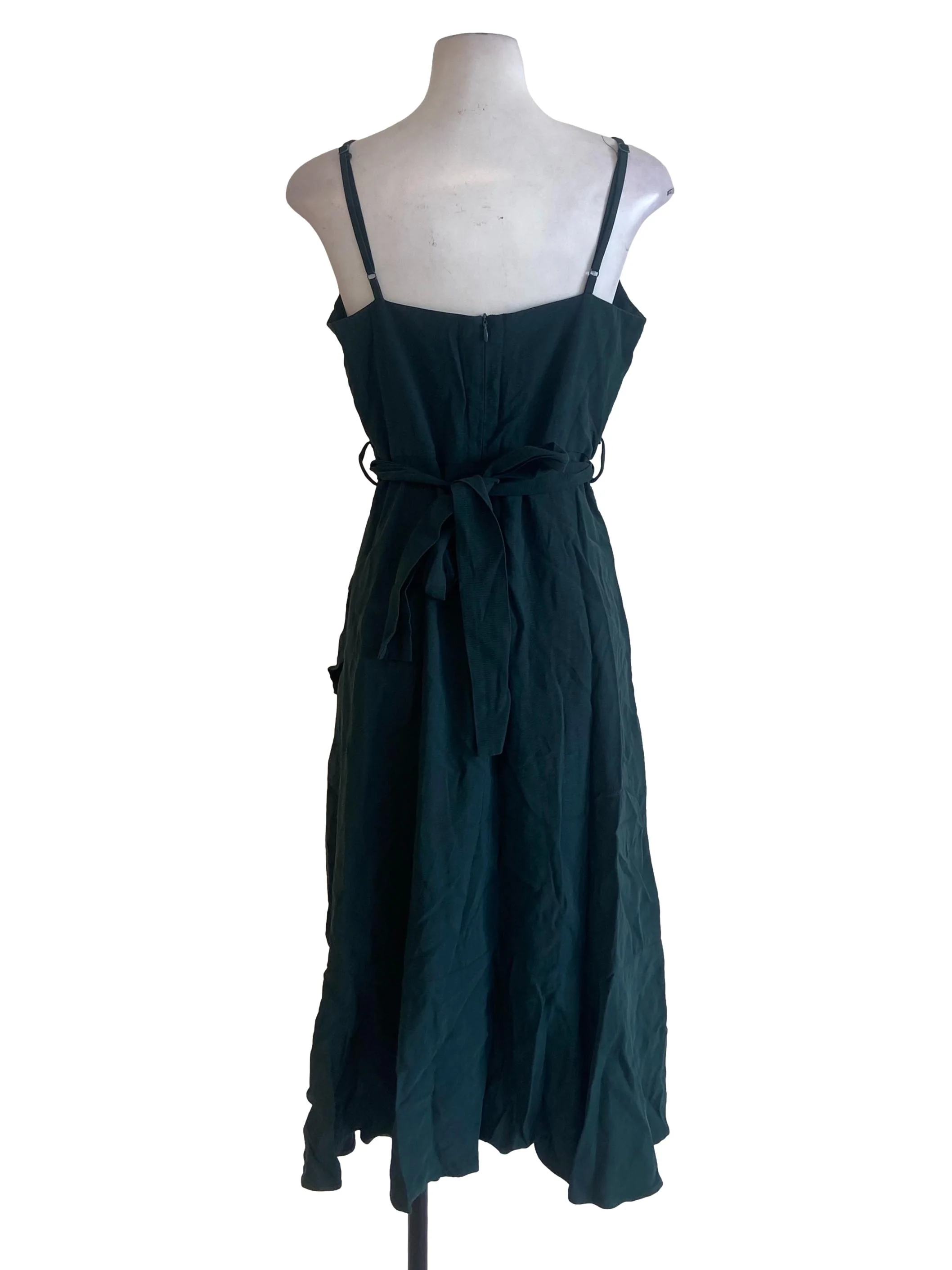 Pine Green Sleeveless Asymmetric Dress - Image 2