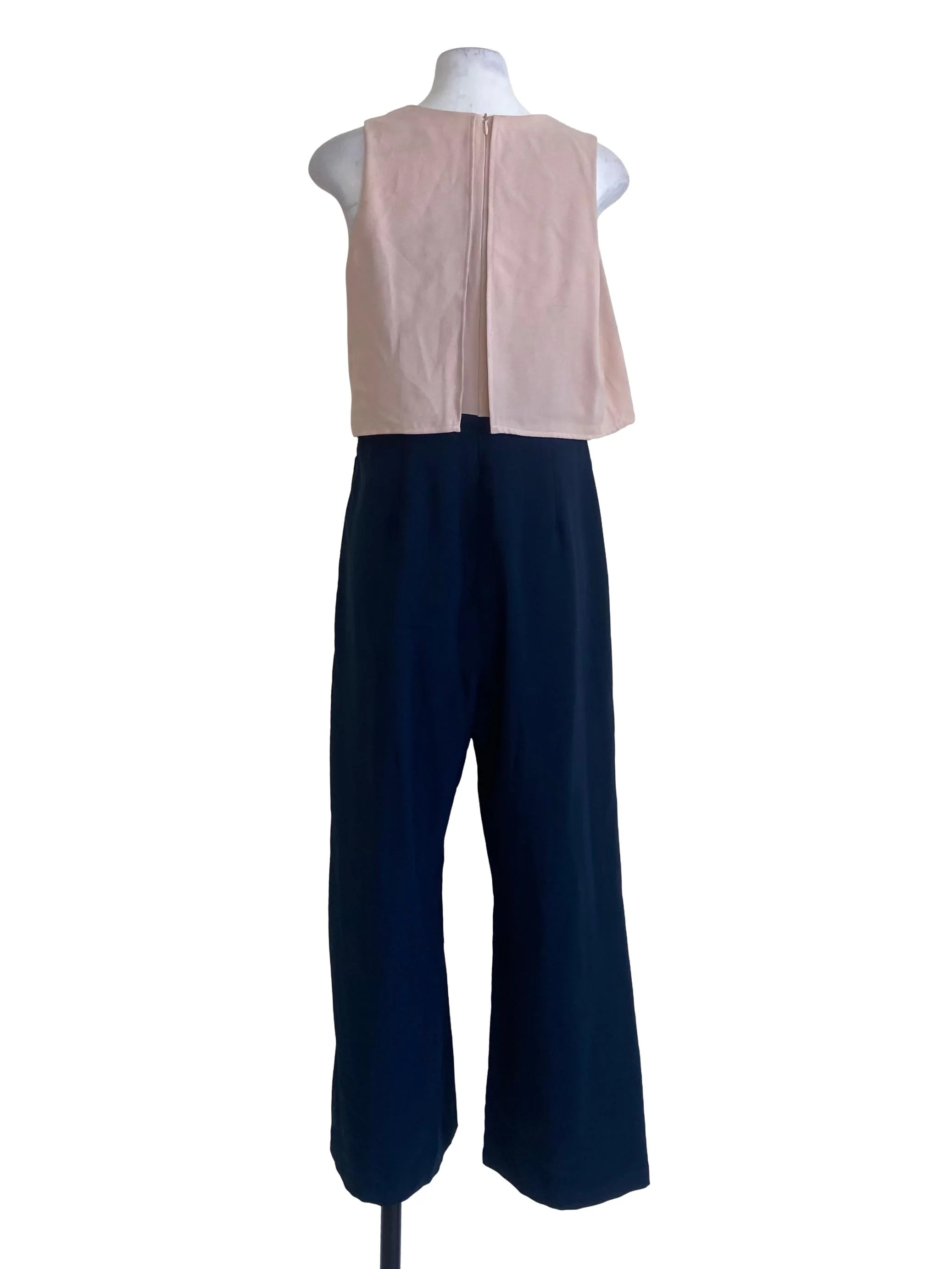 Pink & Blue Sleeveless V Neck Long Jumpsuit - Image 2