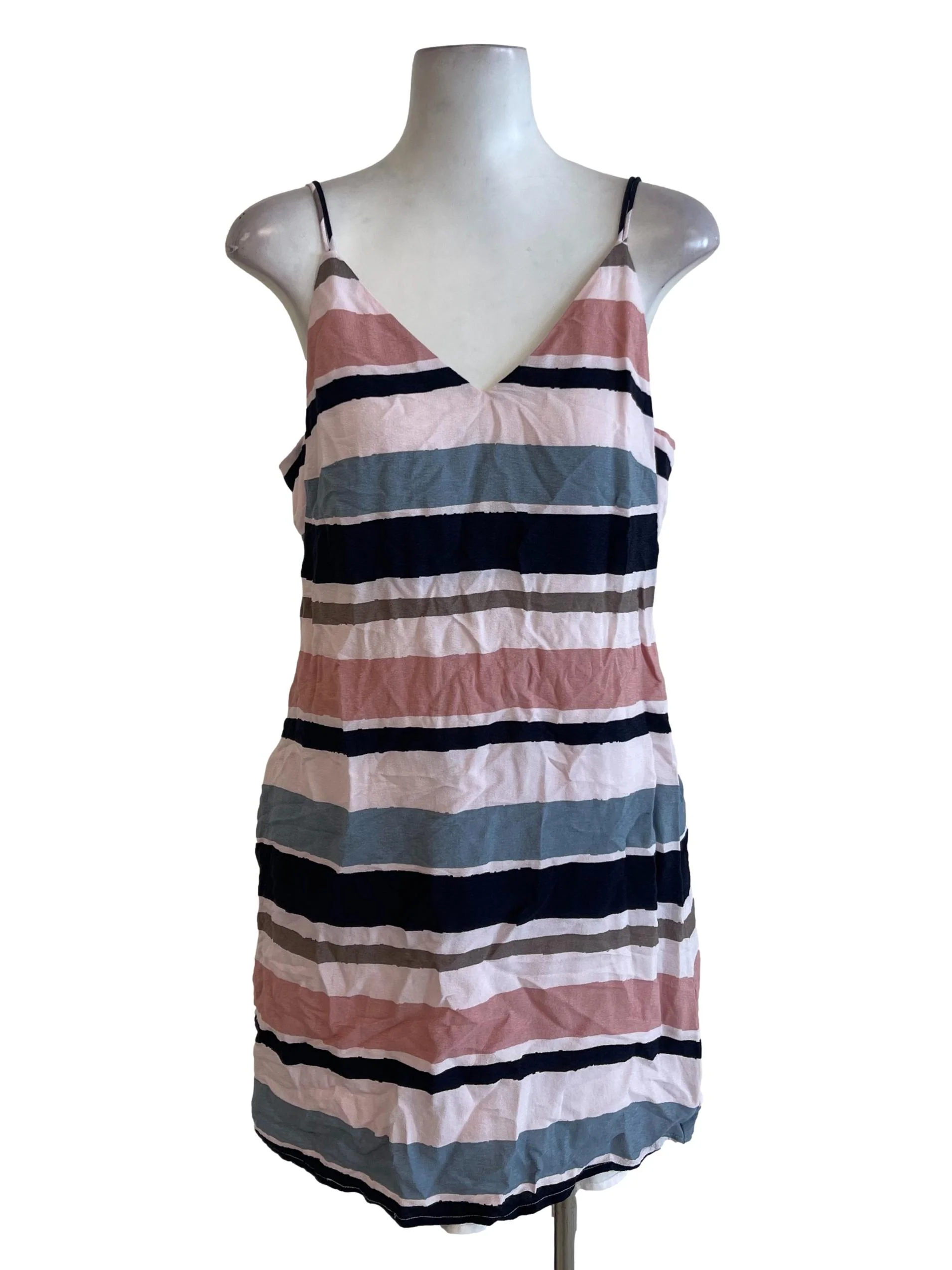 Pink Blue Stripes Spaghetti Strap Shift Dress