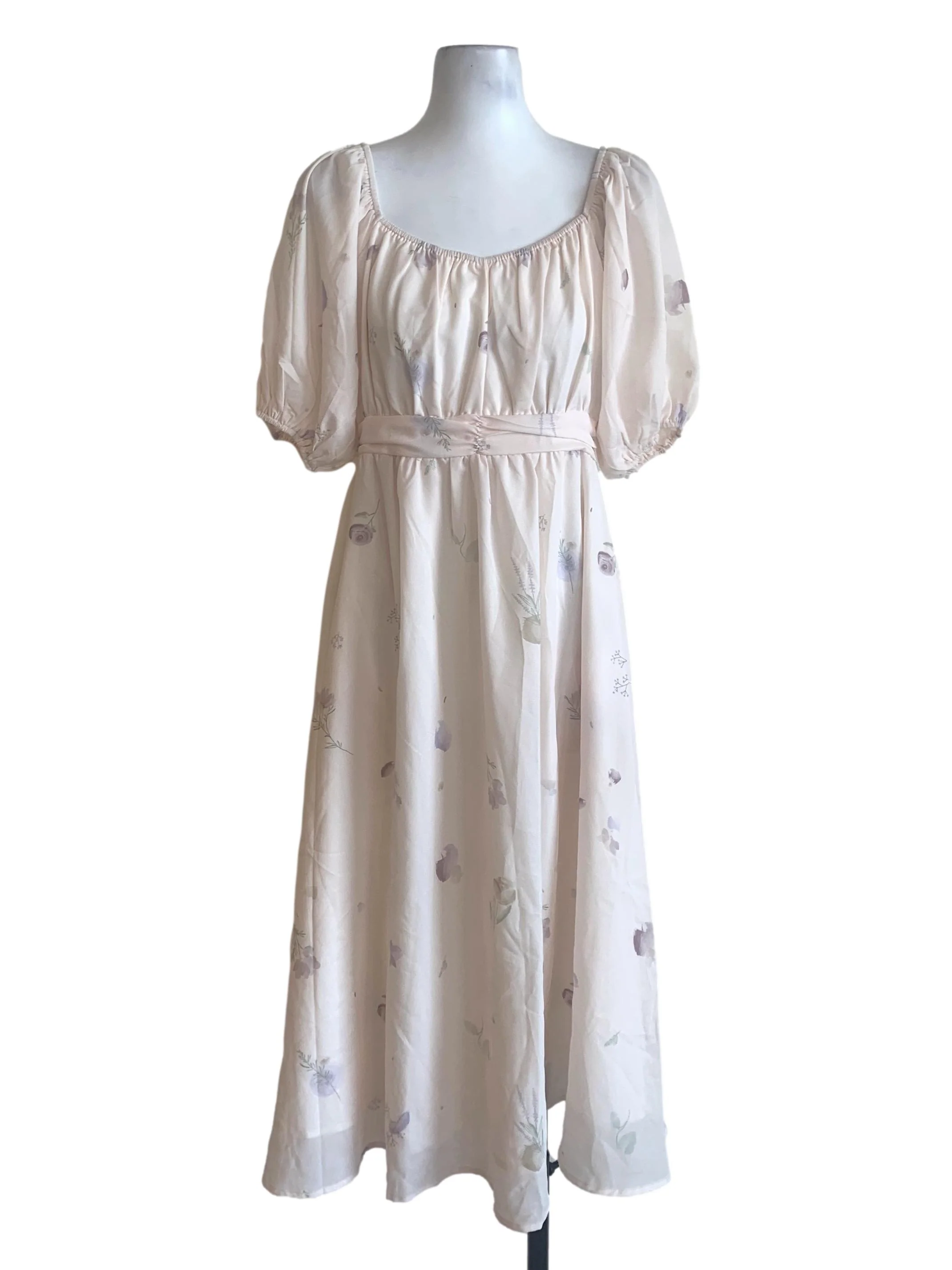 Pink Flower Pattern A Line Dress
