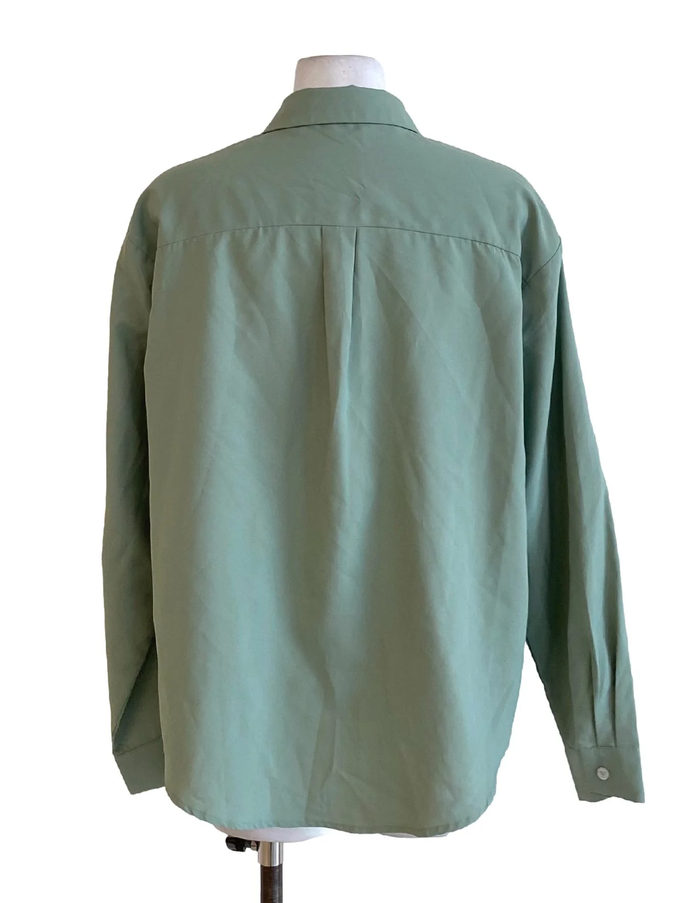 Pistachio Green Buttoned Down Collared Long Sleeve Shirt Blouse TWL - Image 2