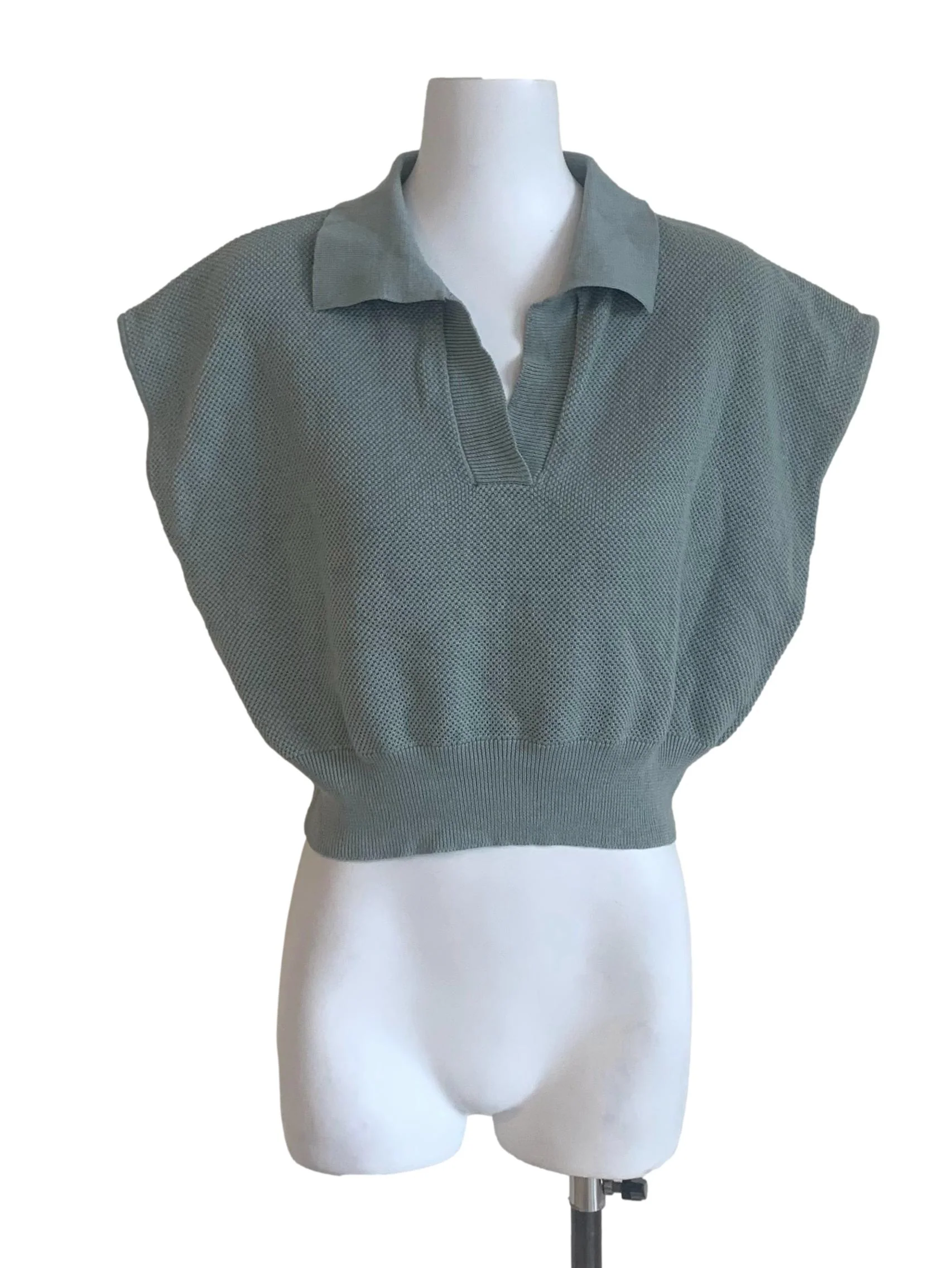 Pistachio Green Drop Shoulder Sleeves Vest TCL