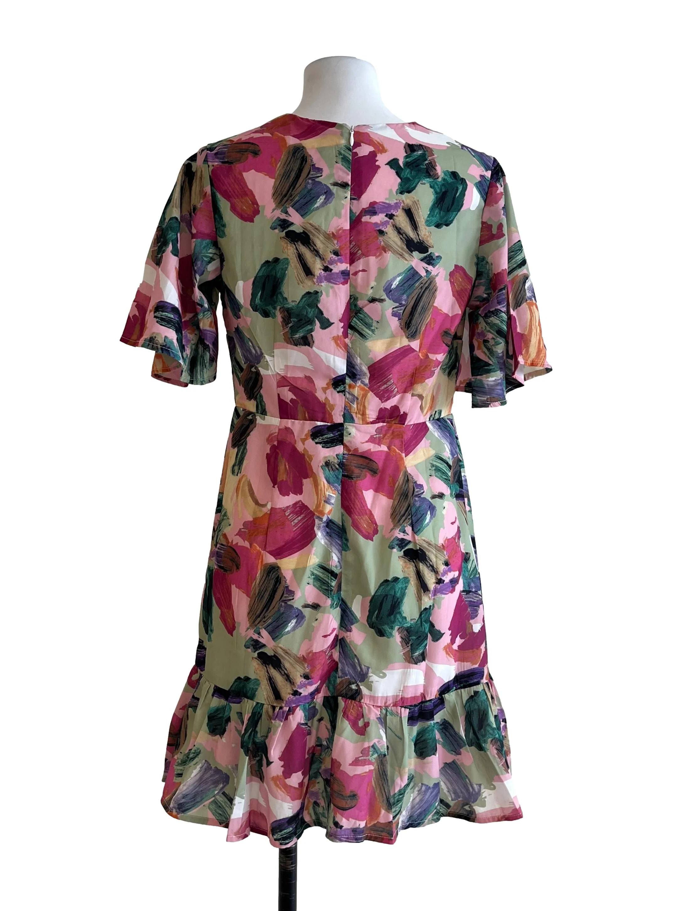 Pistachio Green Floral Printed Mini Dress - Image 2