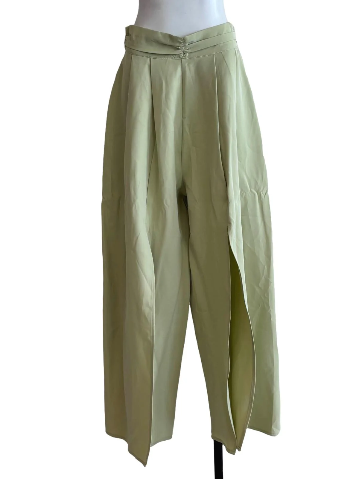 Pistachio Green Front Slit Pants