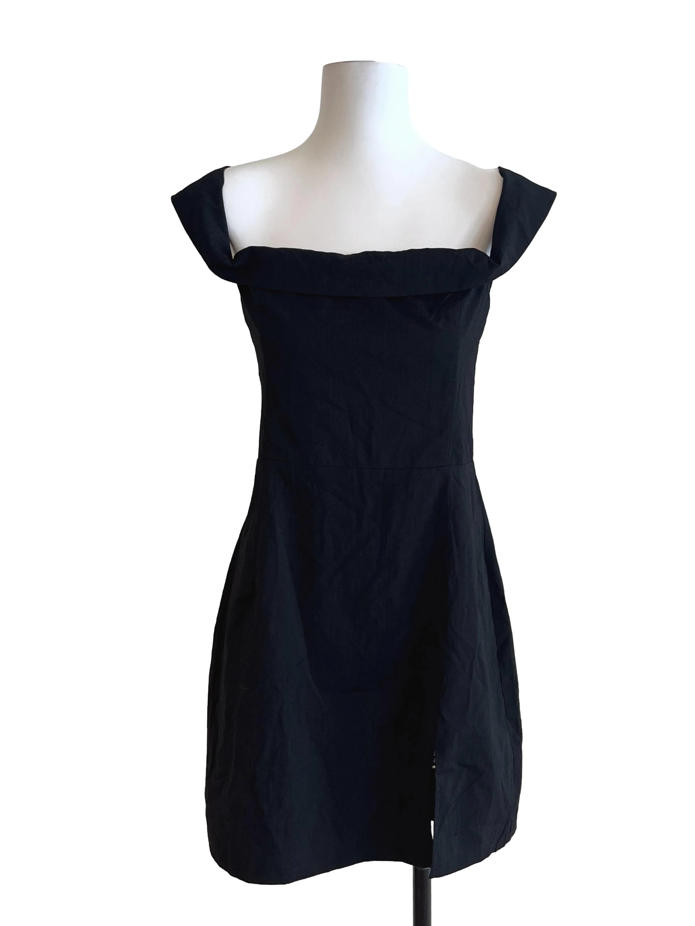 Pitch Black Off-Shoulder Mini Dress
