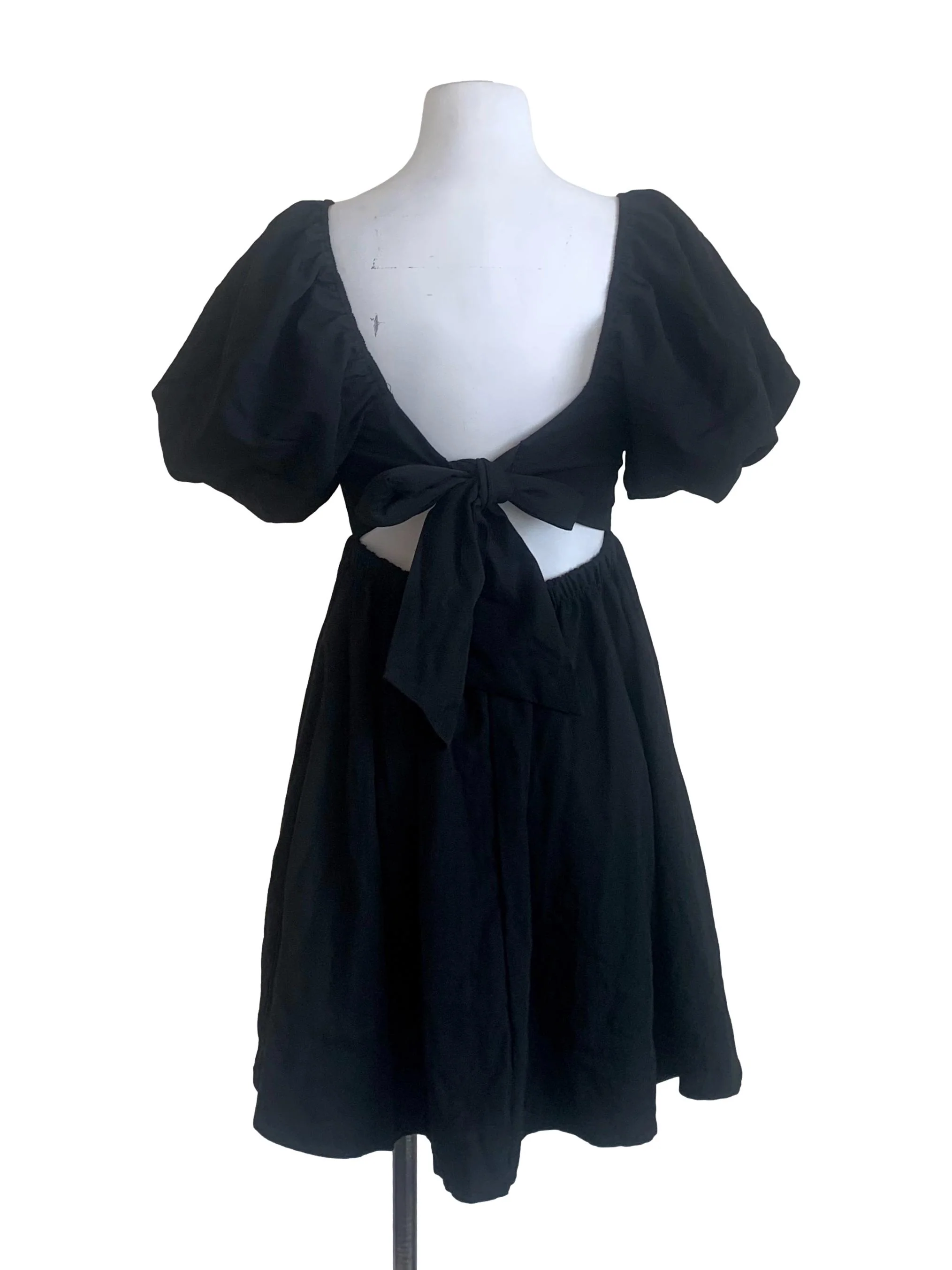 Pitch Black Peasant Dress - Image 2