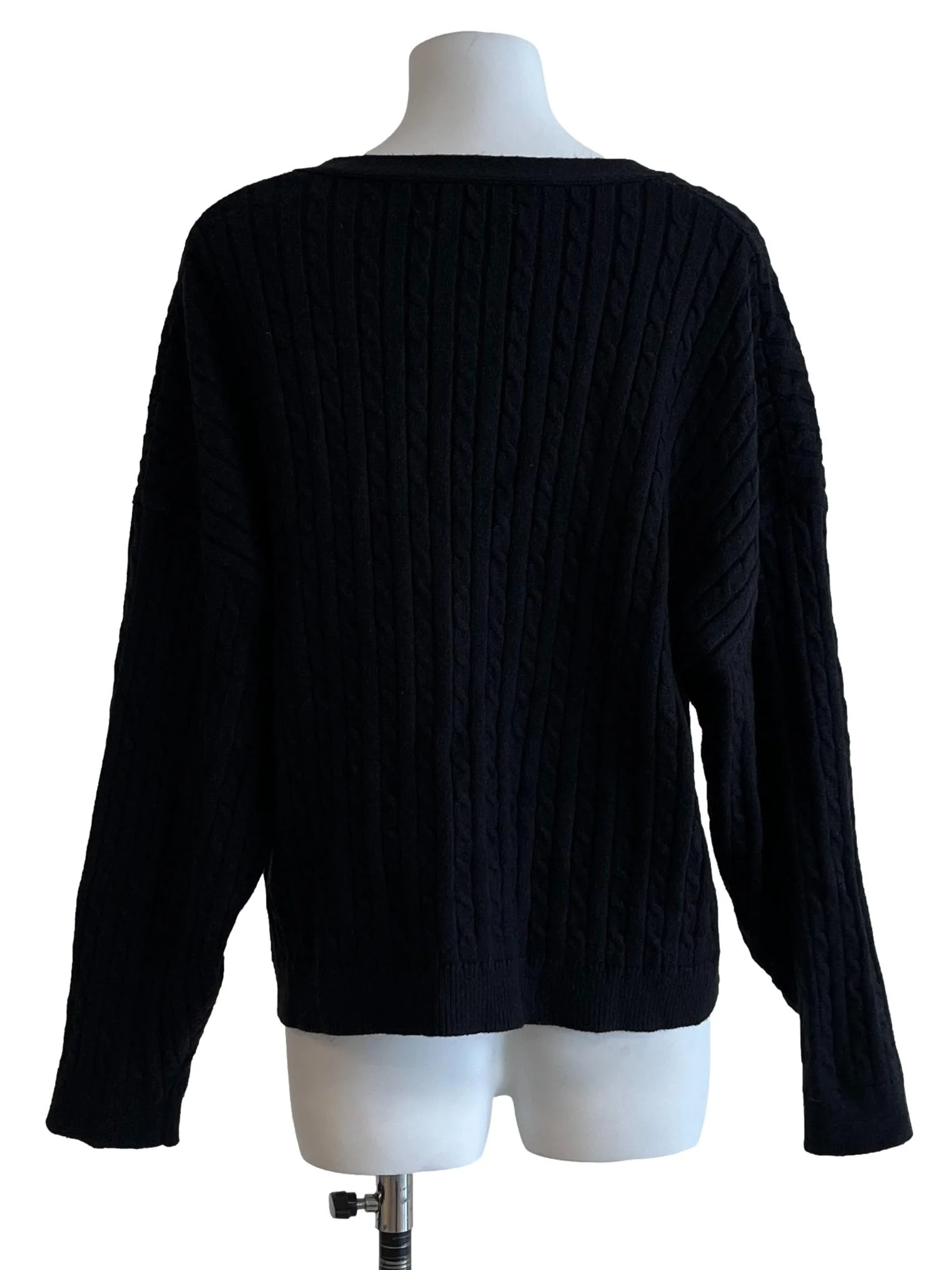 Pitch Black V Neck Cardigan - Image 2