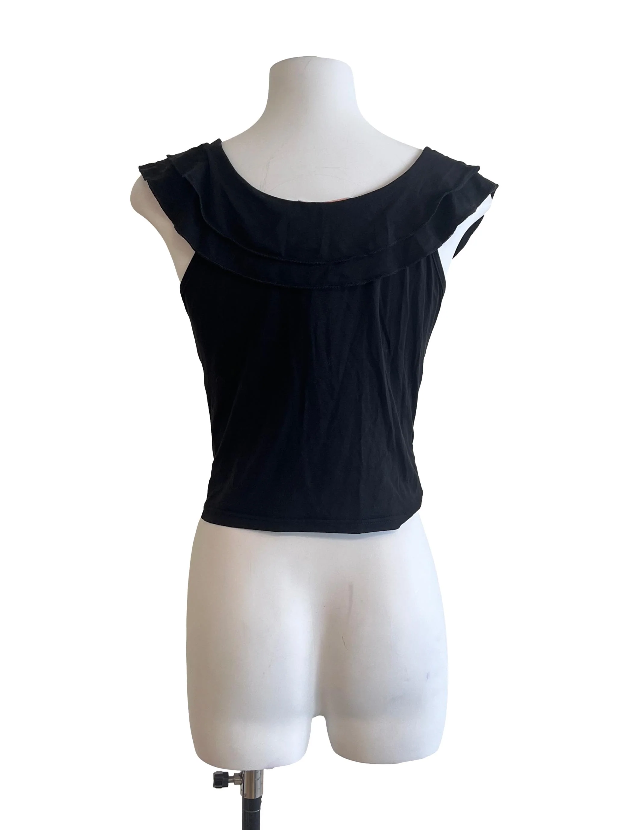 Pitch Black V Neck Short Sleeve Top - Image 2