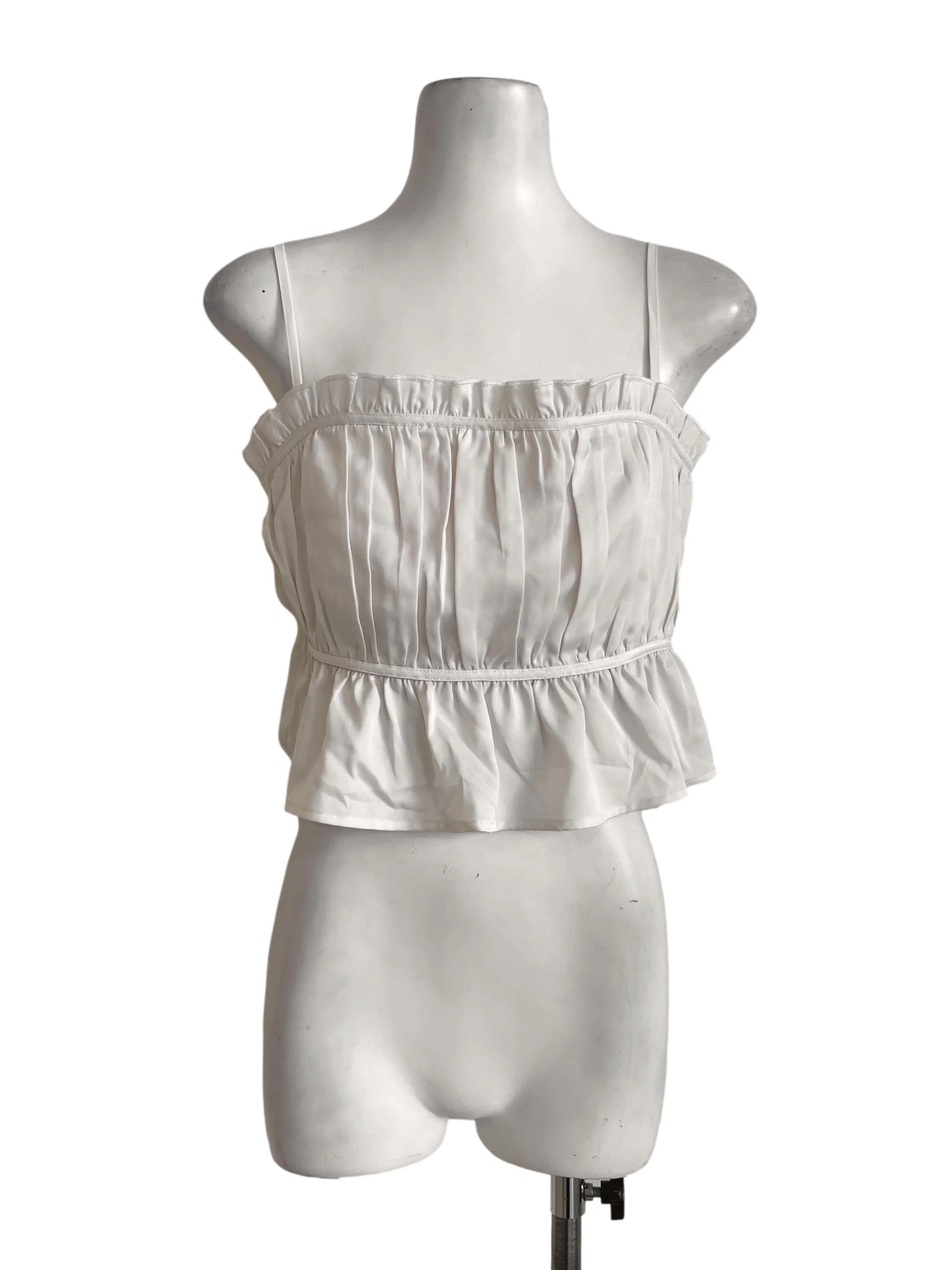 Plain White Pleated Crop Top