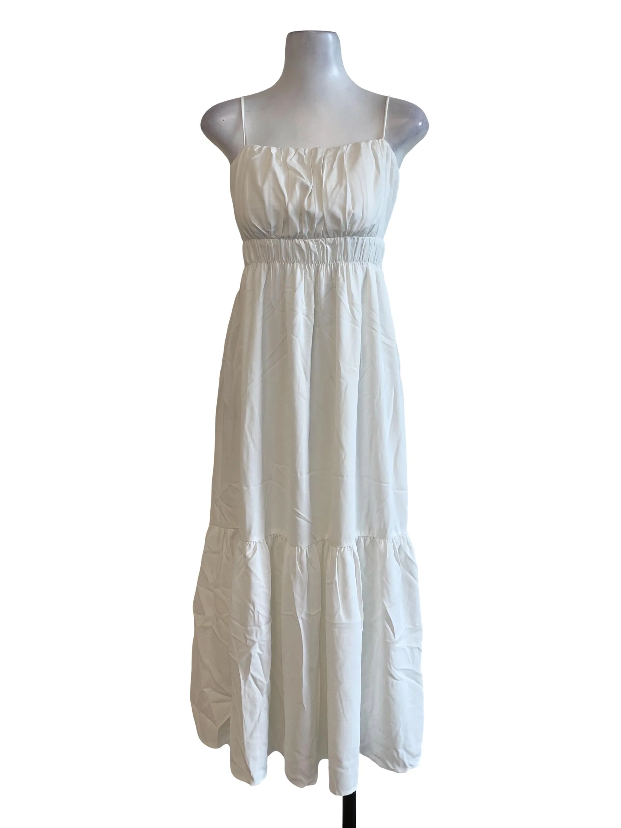 Plain White Tiered Dress