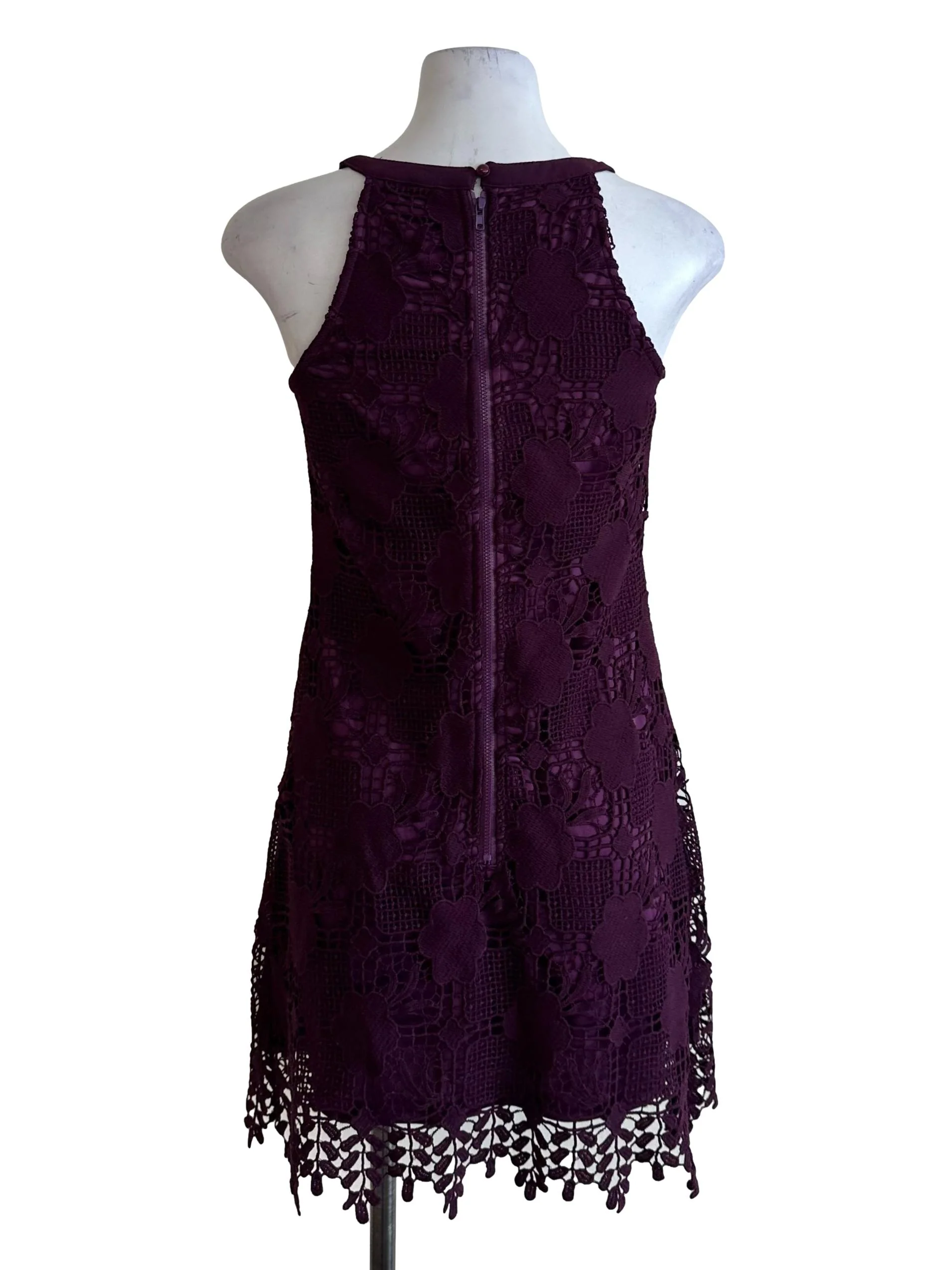 Plum Purple Lace Round Neck Dress - Image 2