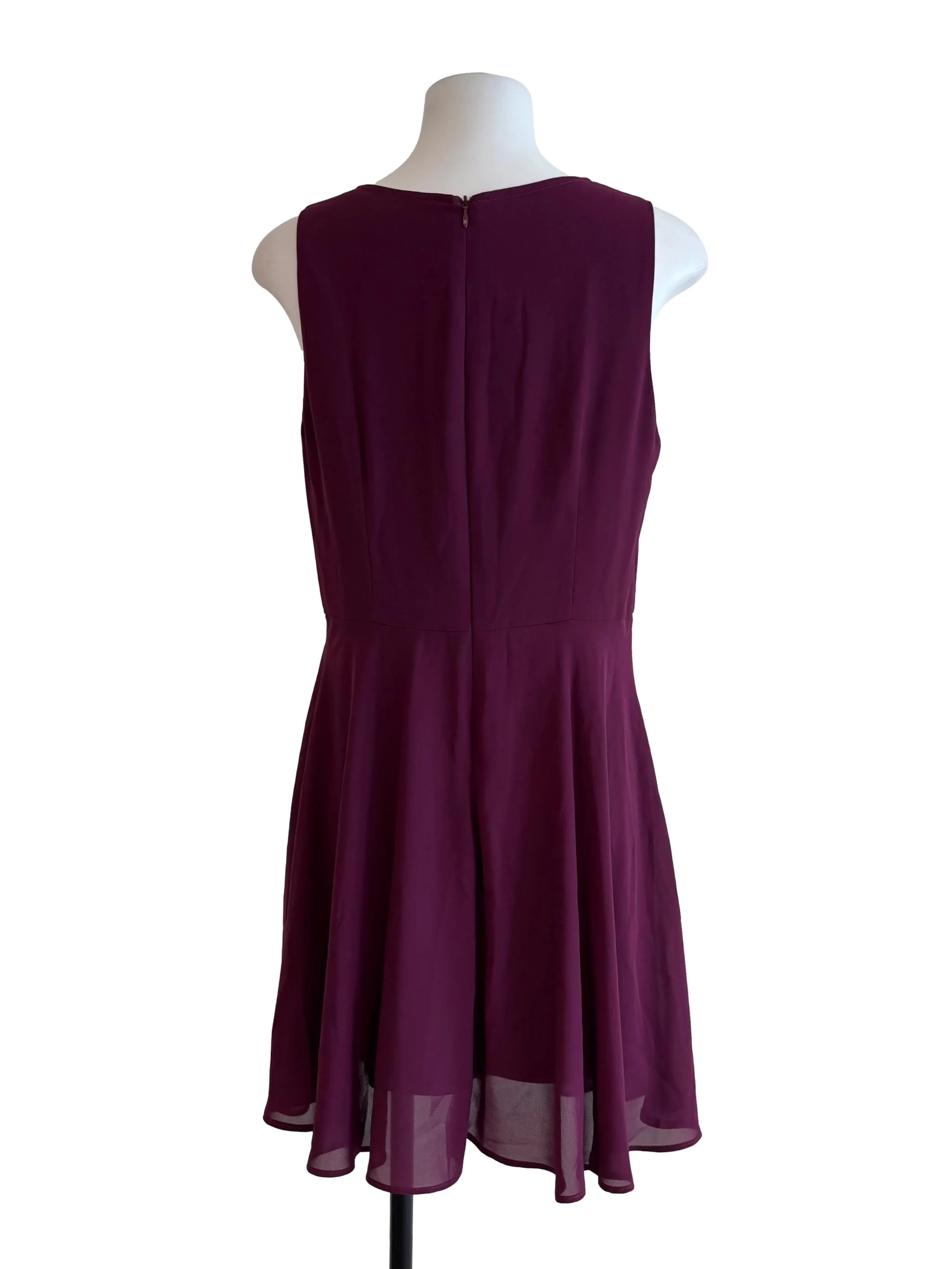 Plum Purple Sleeveless A-Line Dress - Image 2