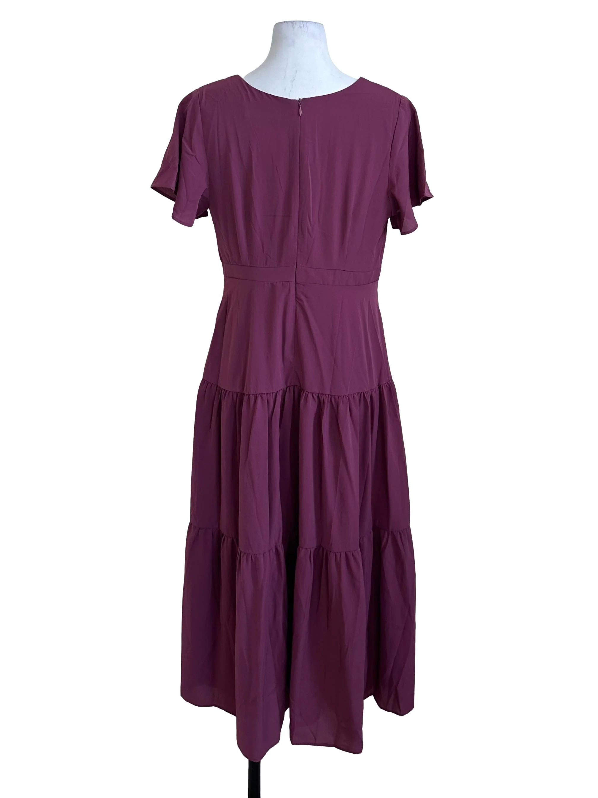 Plum Purple Square Neck Tiered Dress - Image 2