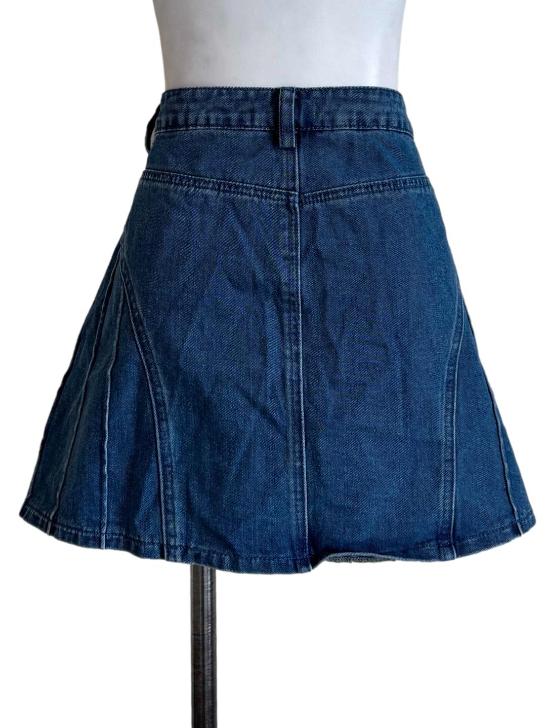 Pool Denim Side Ribbon Mini Skirt - Image 2