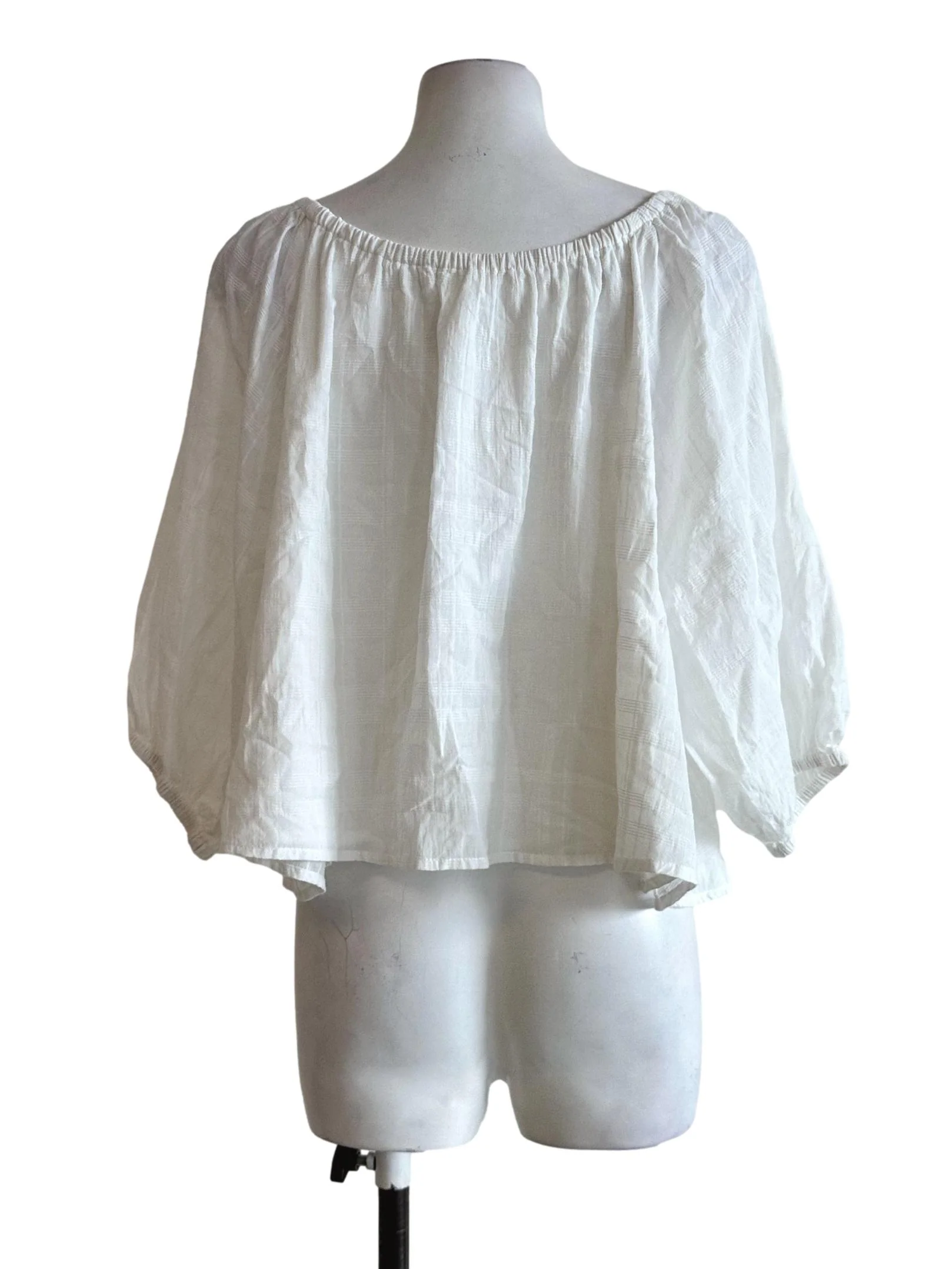 Porcelain White Textured Sabrina Neck Top - Image 2